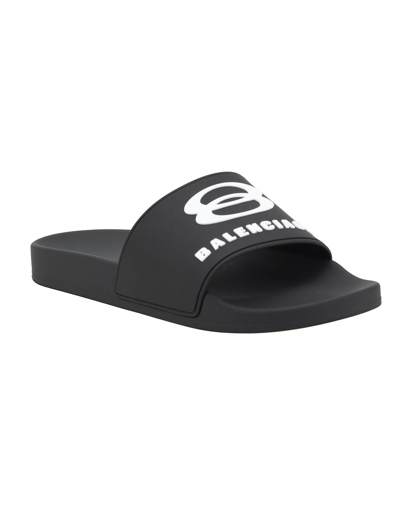 Balenciaga Logo Slippers - Black