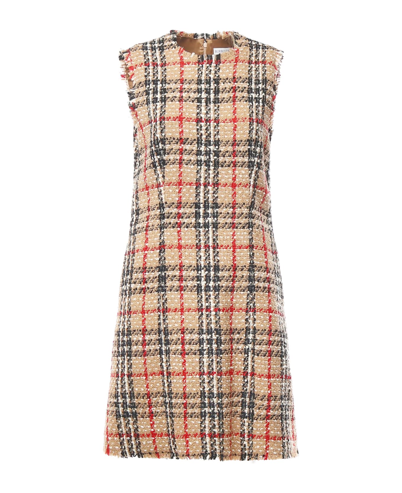 Burberry Check Bouclé Mini Dress - SAND