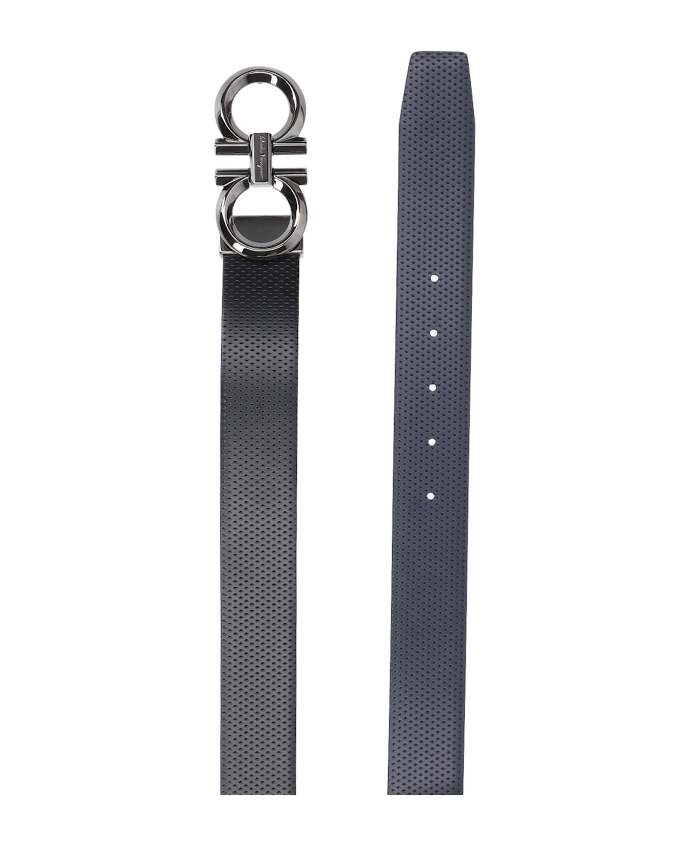 Ferragamo 'gancini' Reversible Belt - Black  