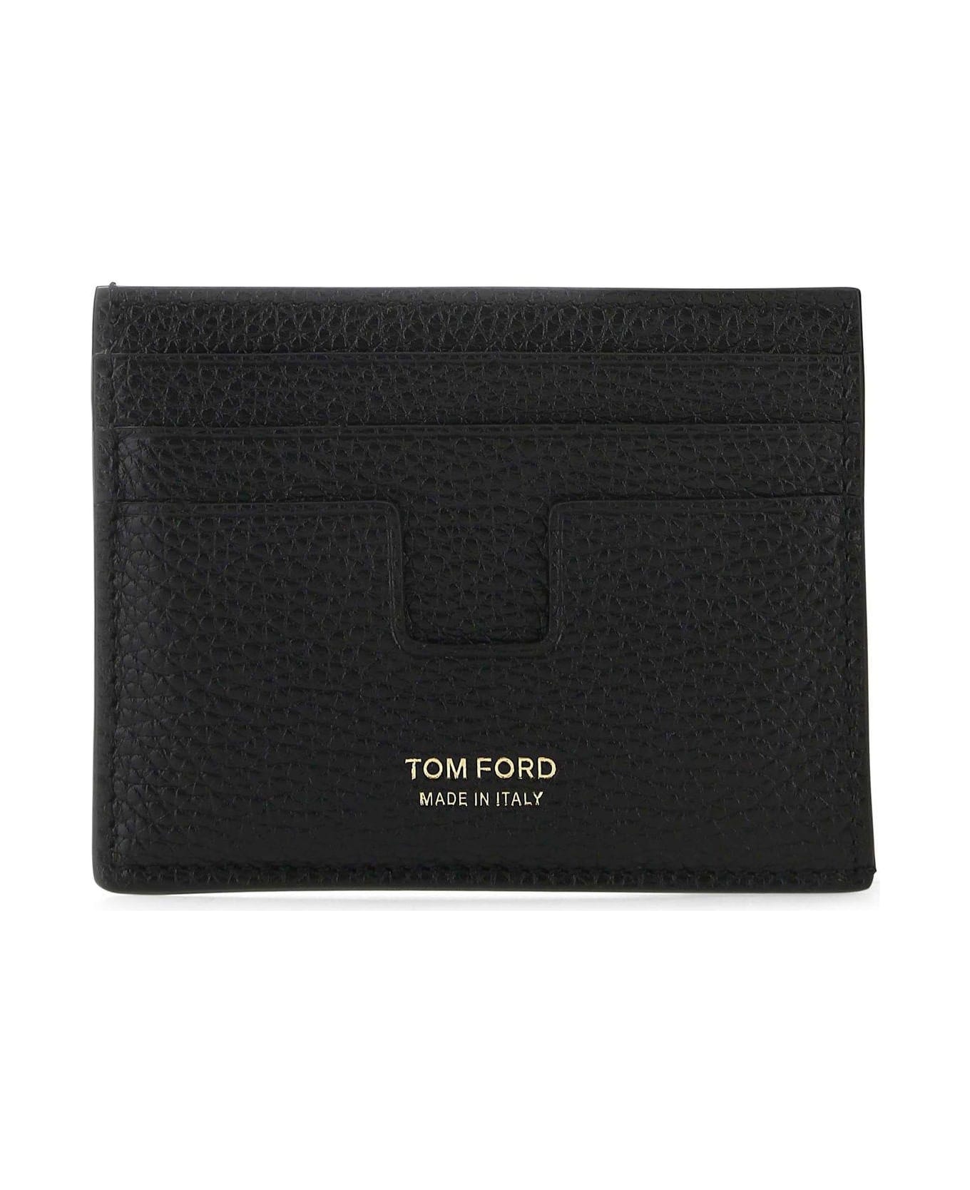 Tom Ford Black Leather Card Holder - Nero