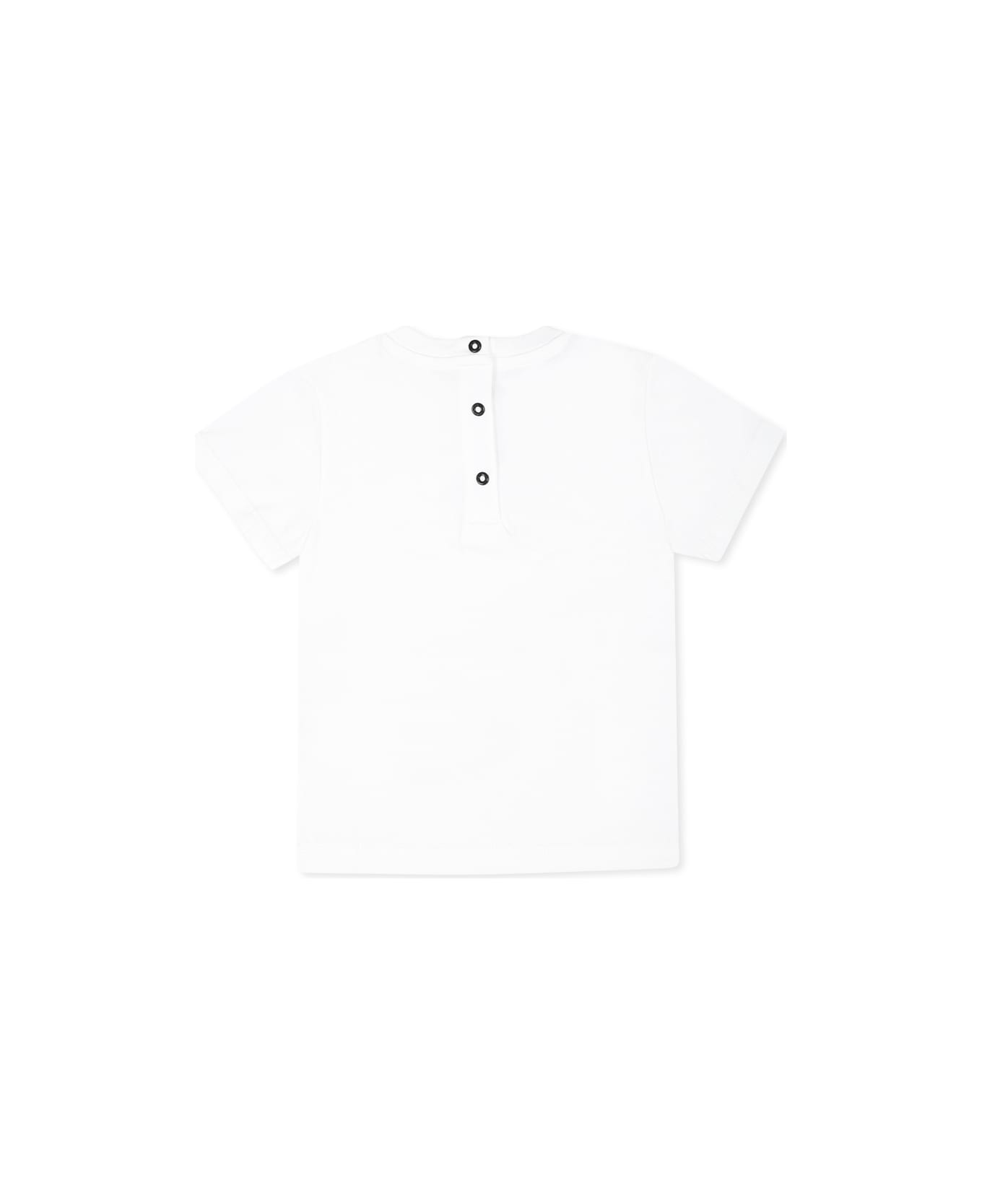 Balmain White T-shirt For Babykids With Logo - White