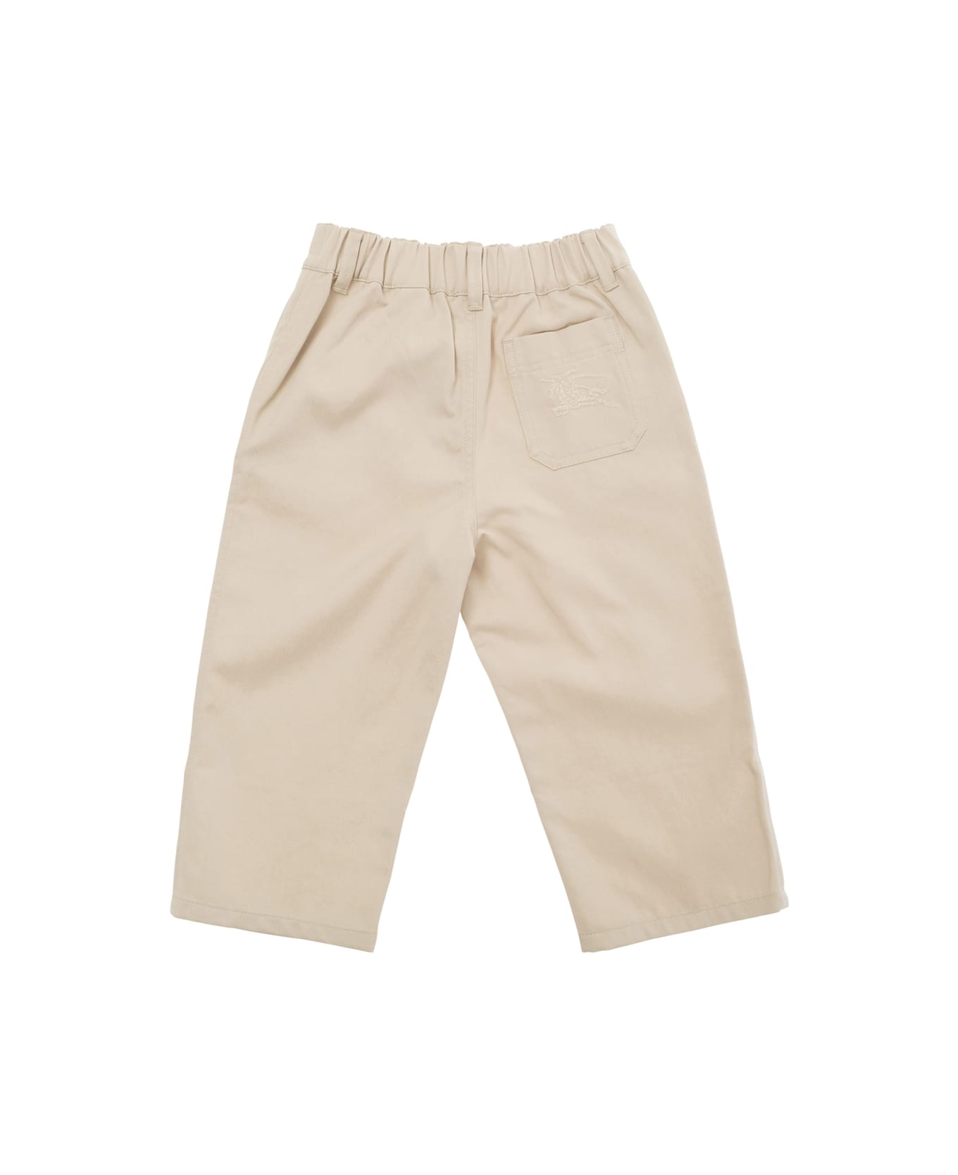 Burberry Beige Pants With Elastic Waistband In Cotton Blend Baby - Beige