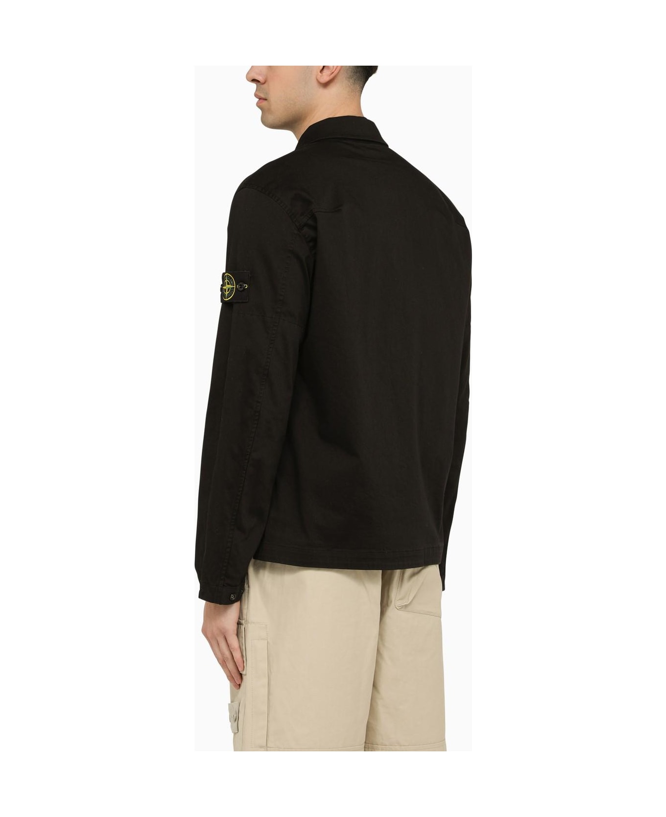 Stone Island Lightweight Zipped Black Cotton Jacket - Black