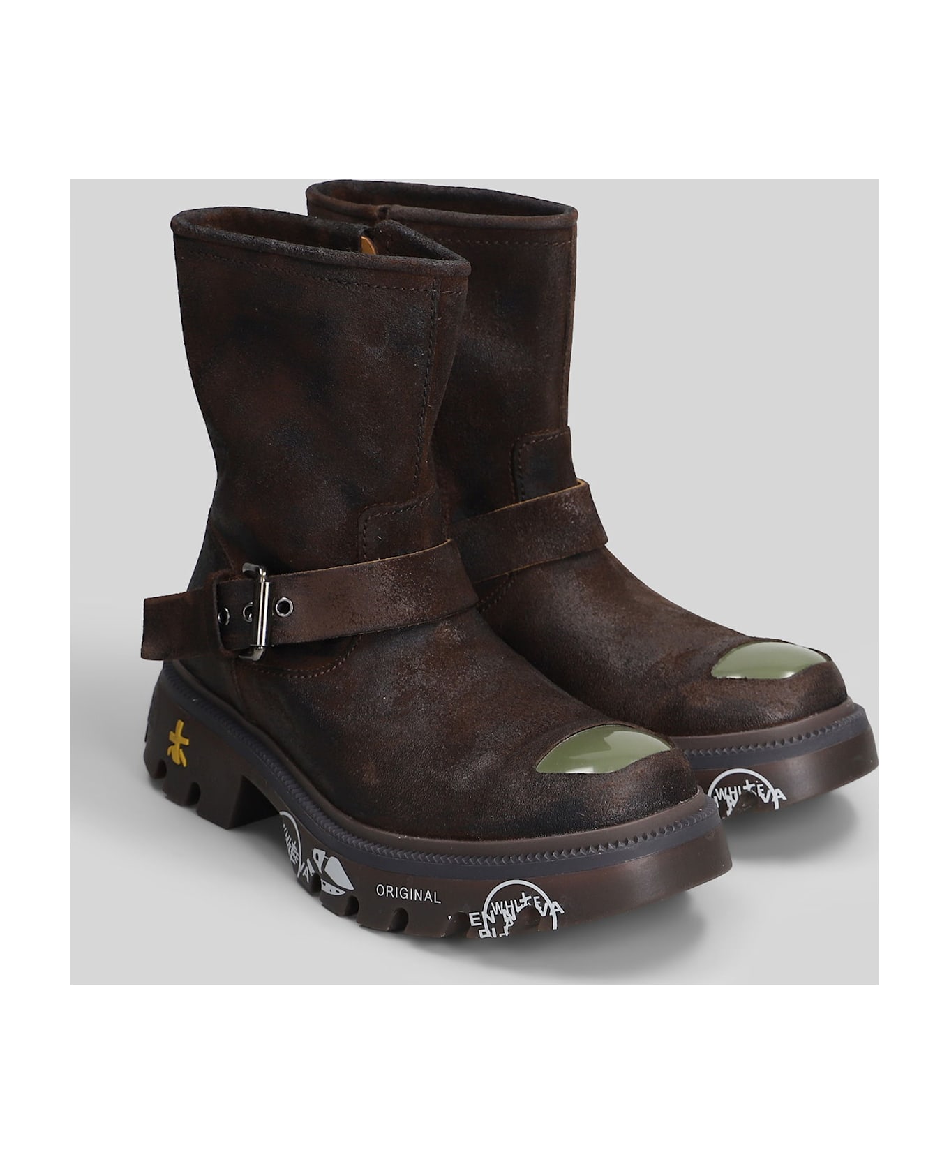 Premiata Camden Combat Boots In Brown Nubuck - brown