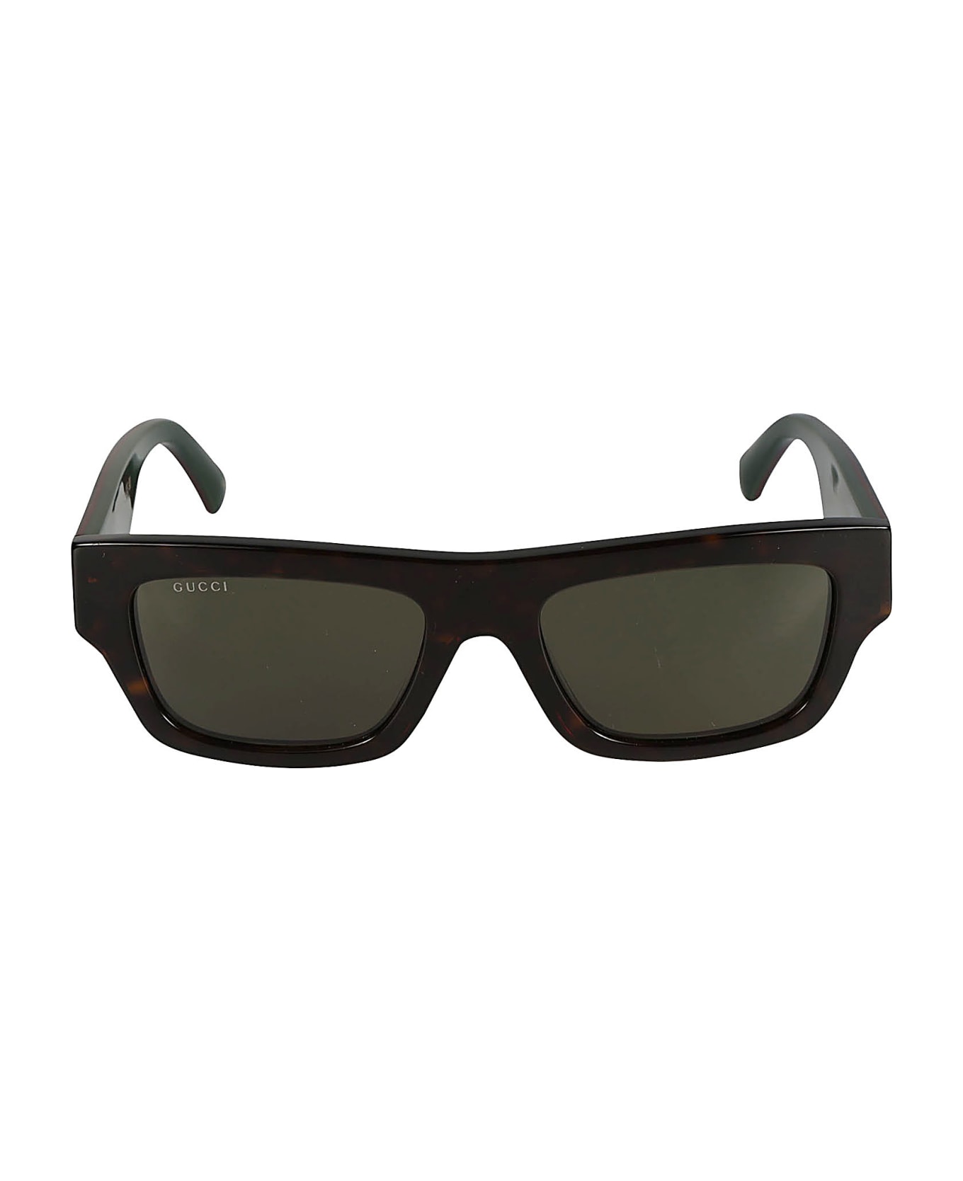 Gucci Eyewear Web Stripe Logo Sided Sunglasses - Havana/Green