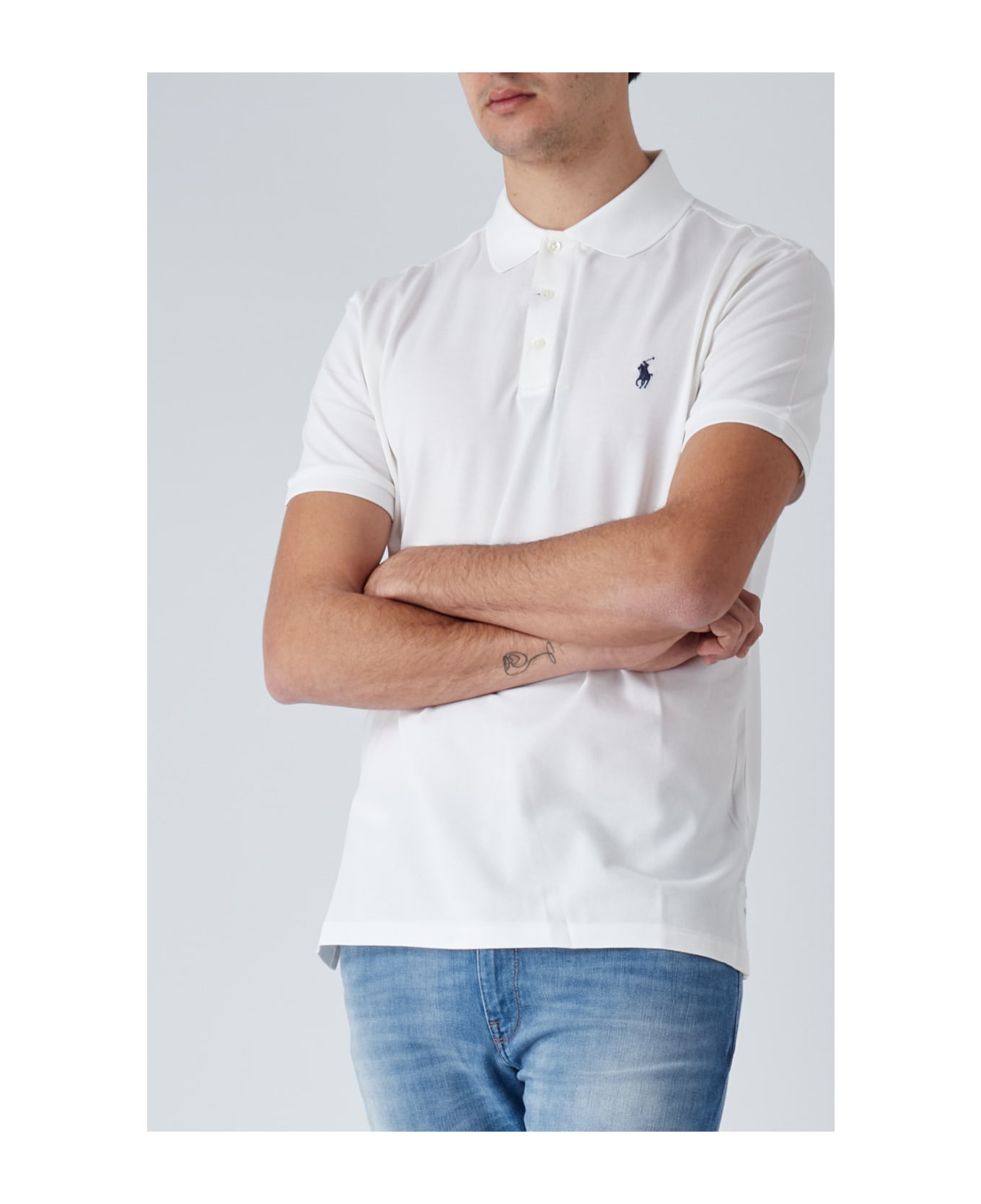 Polo Ralph Lauren White Slim Fit Polo Shirt With Contrasting Pony - 008 ポロシャツ