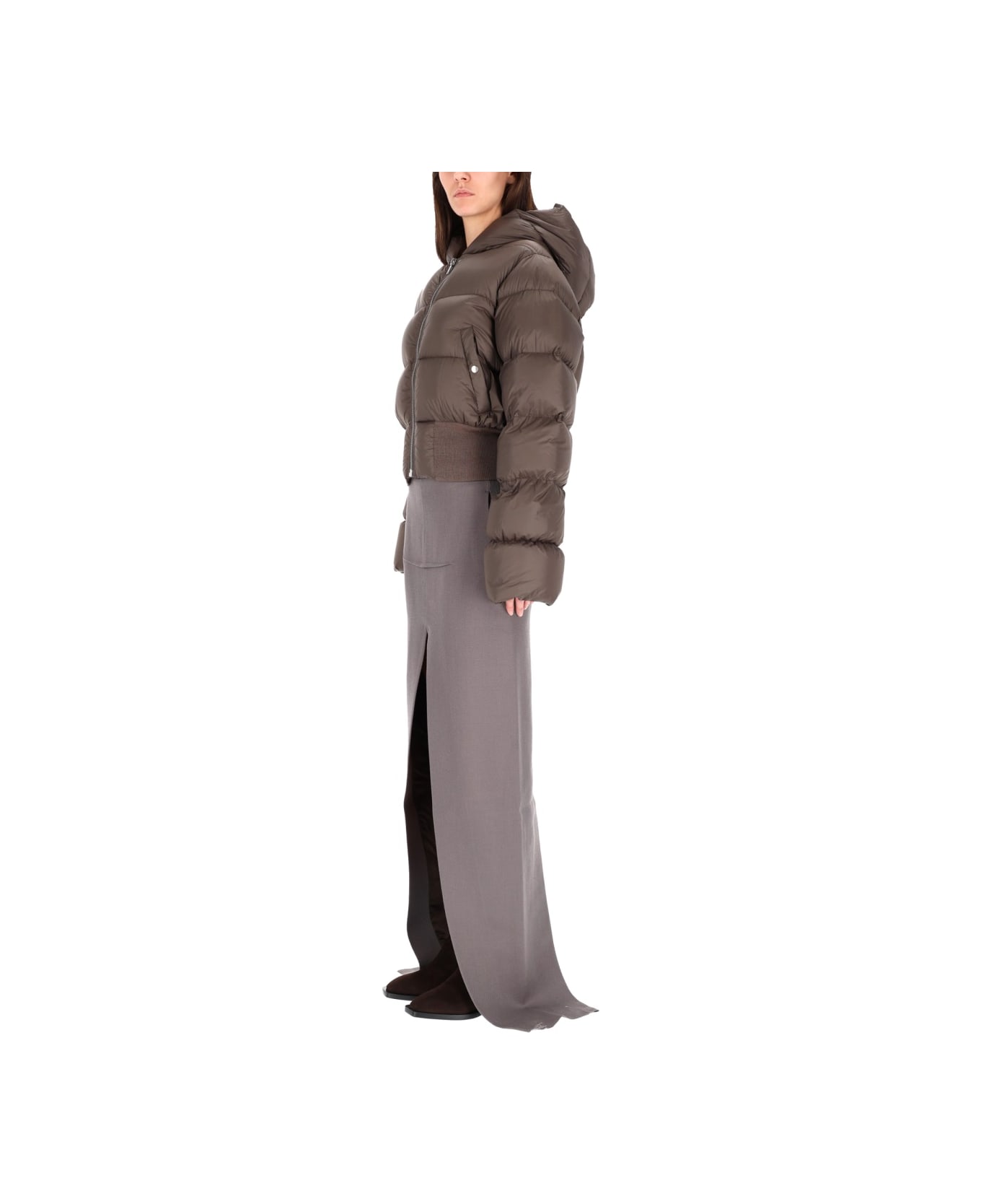 Rick Owens Long Skirt With Center Slits - GREY