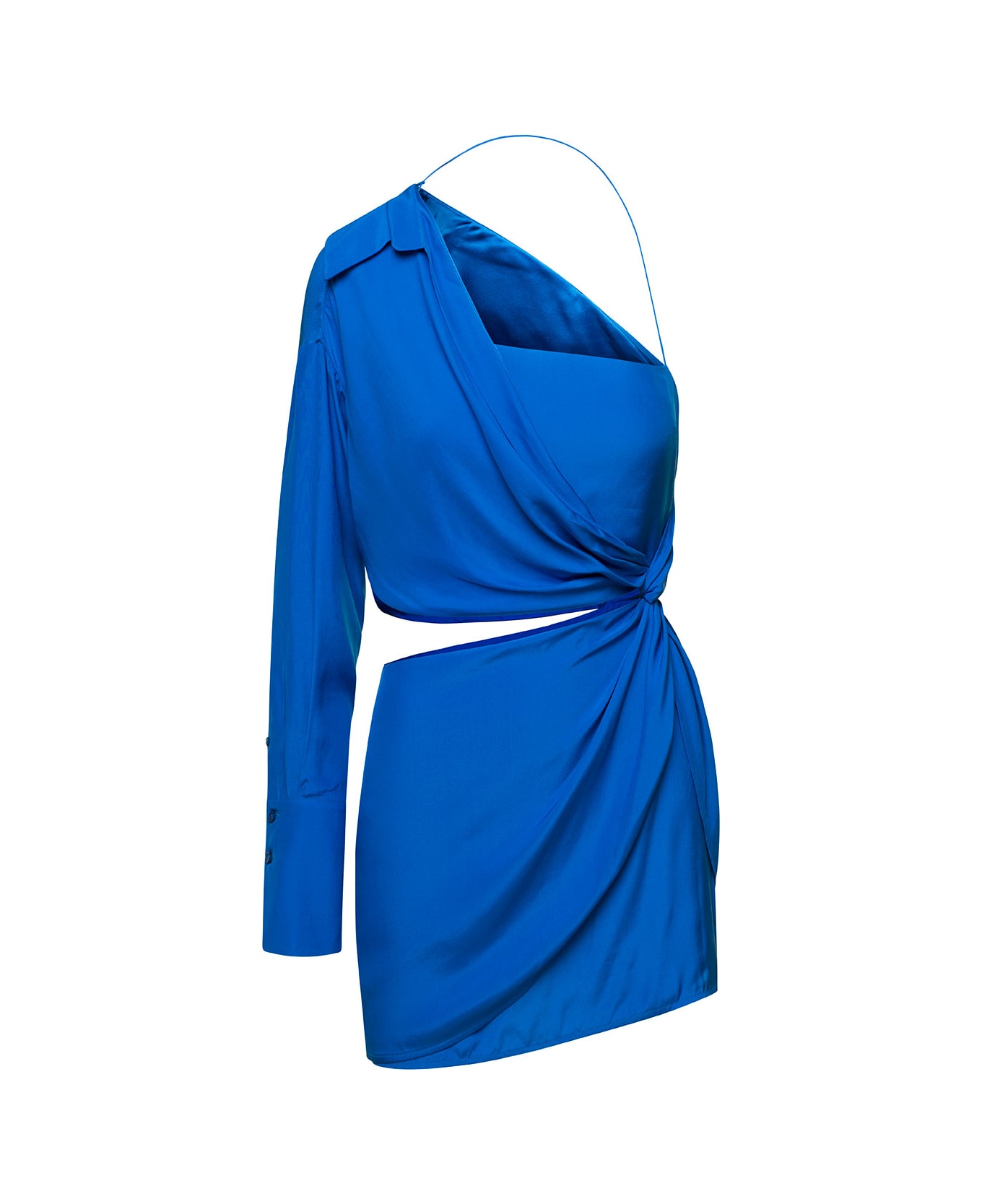 GAUGE81 'arica' Blue One-shoulder Draped Mini Dress With Cut-out Detail In Silk Woman - Blu