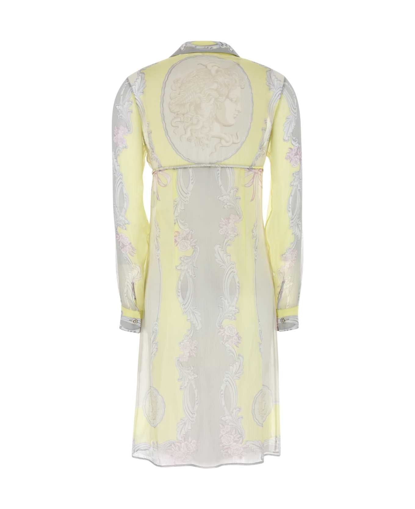 Versace Printed Crepe Shirt Dress - PALEYELLOWLIGHTGREY