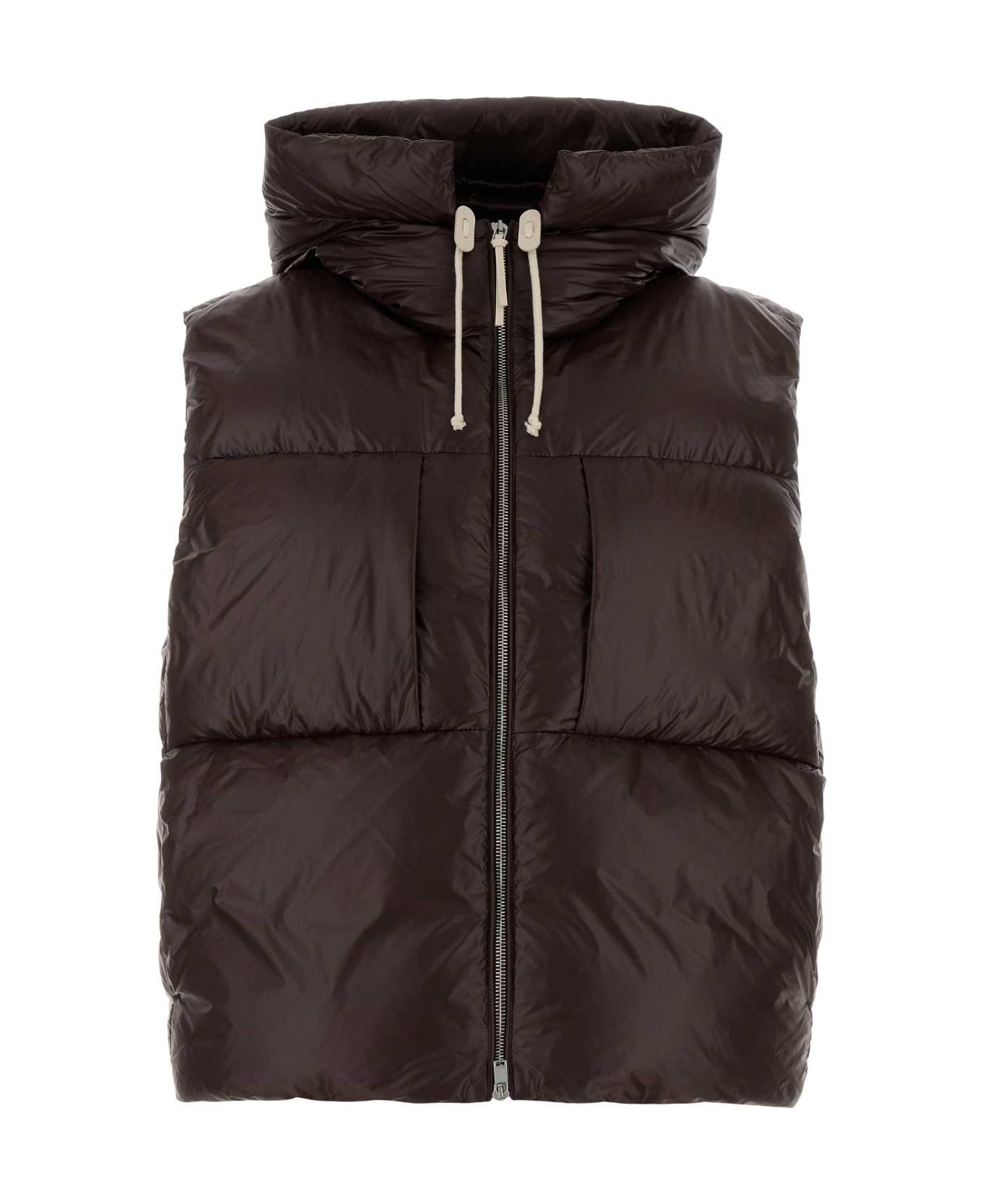 Jil Sander Chocolate Nylon Down Jacket - BORDEAUX