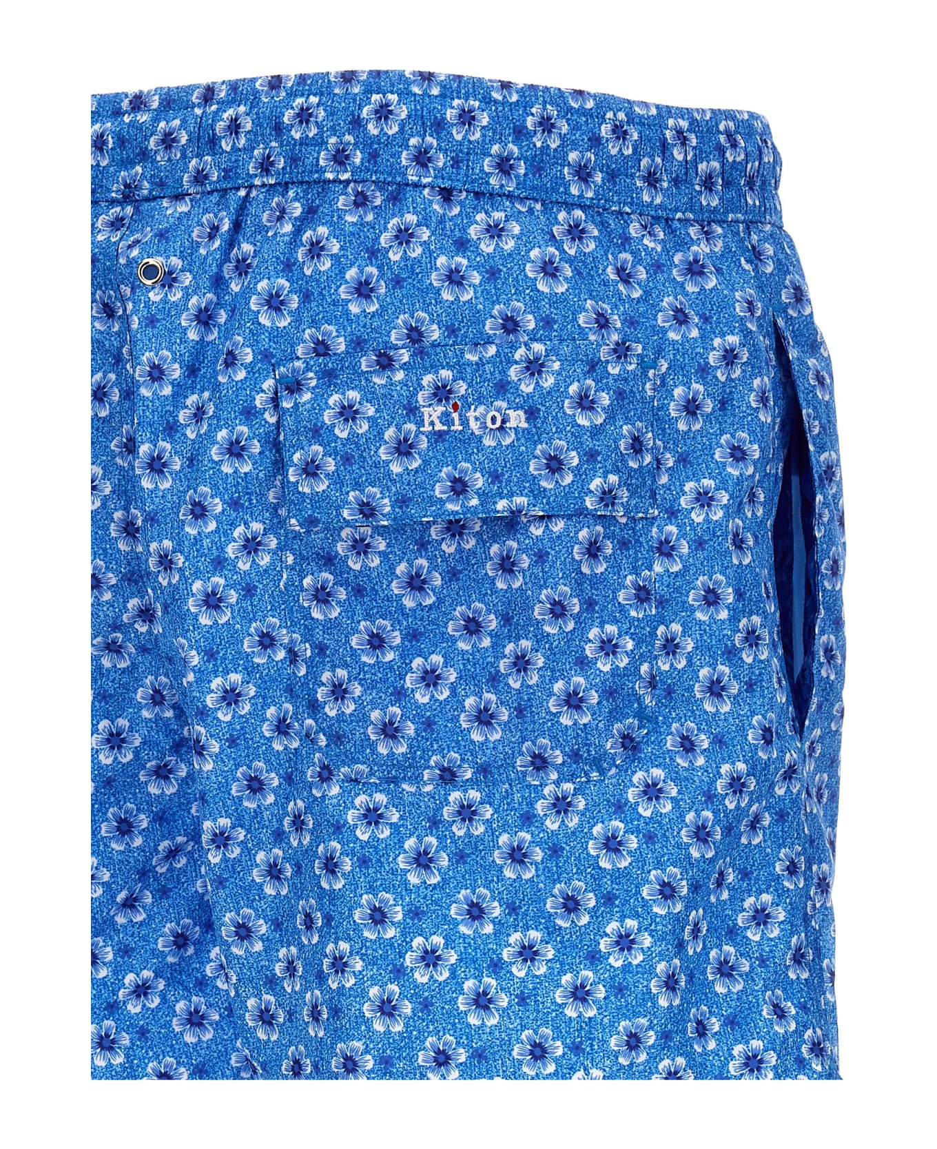 Kiton Floral Printed Swimsuit - Light Blue 水着
