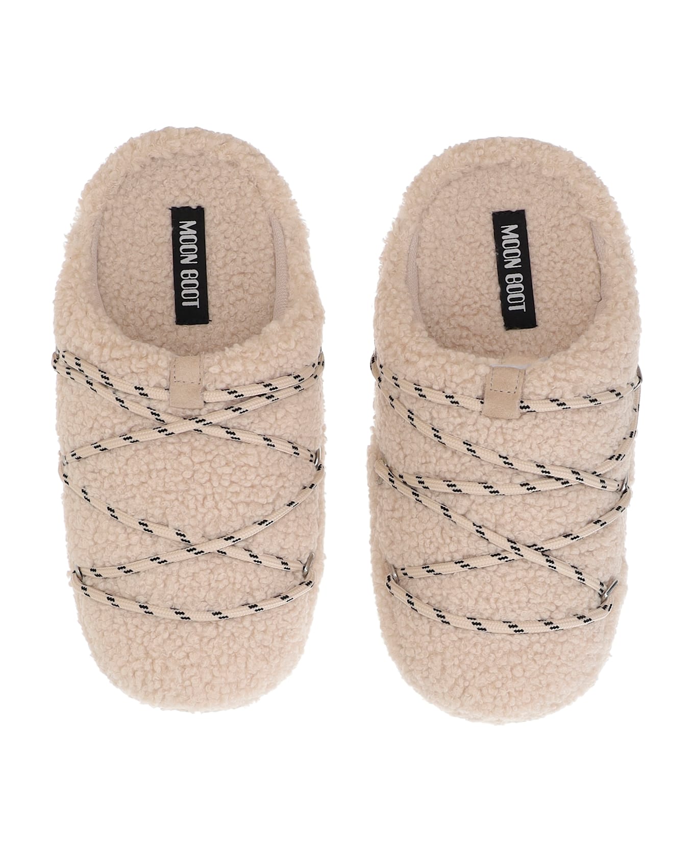 Moon Boot Teddy Slipper In Shearling - Beige