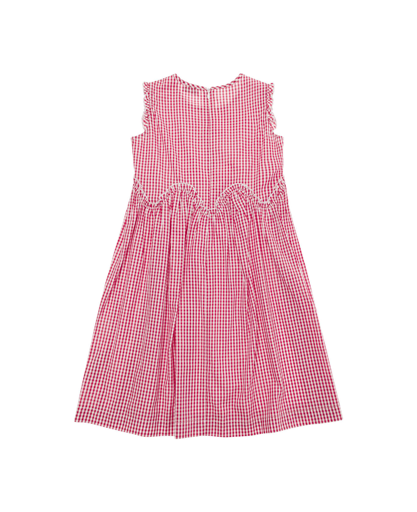 Il Gufo Red Sleeveless Check Print Dress In Cotton Girl - Red