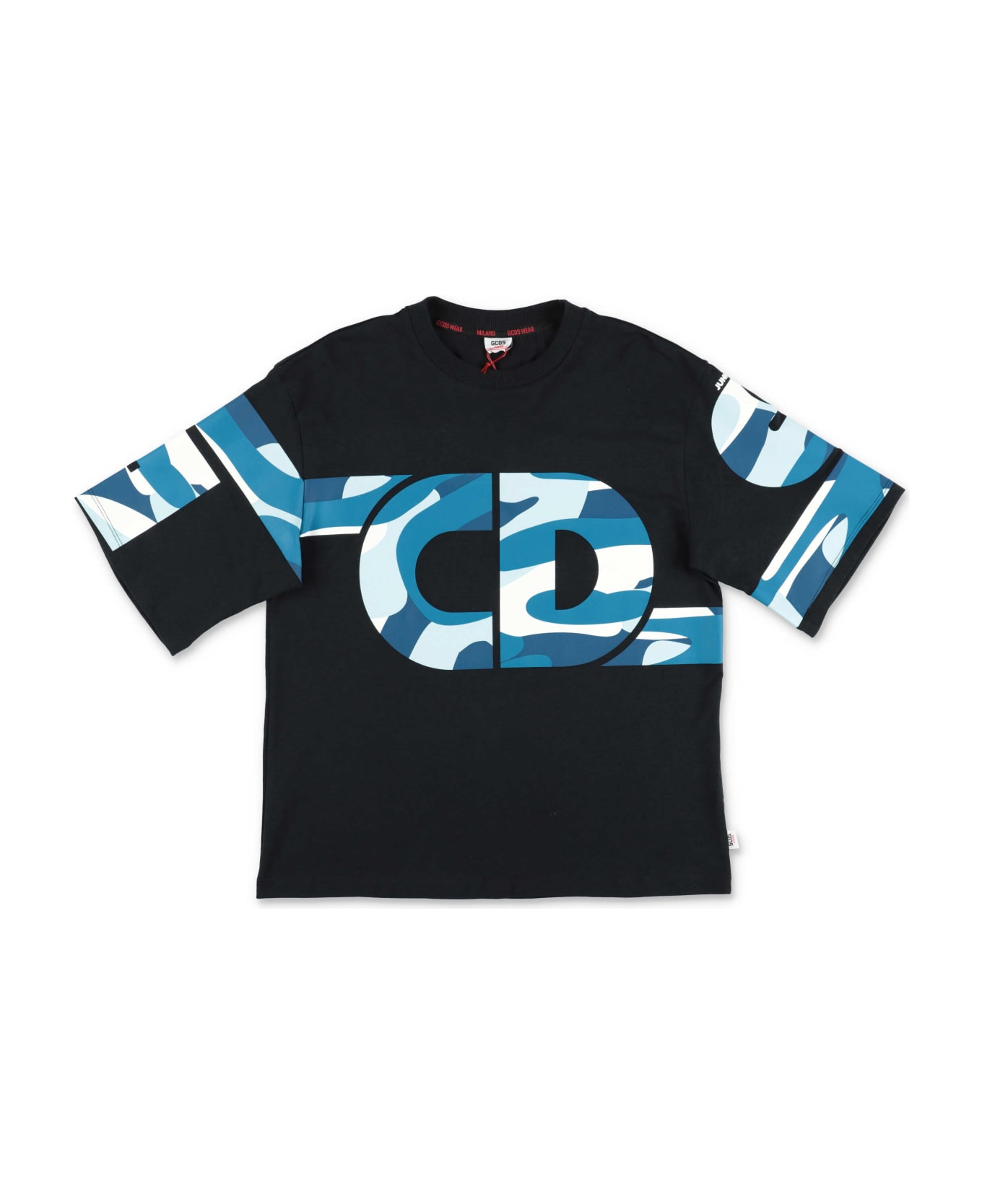 GCDS Mini Gcds T-shirt Nera In Jersey Di Cotone - BLACK