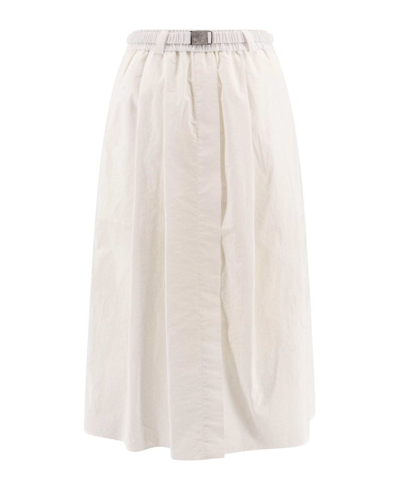 Brunello Cucinelli Cotton Blend Midi Skirt - White