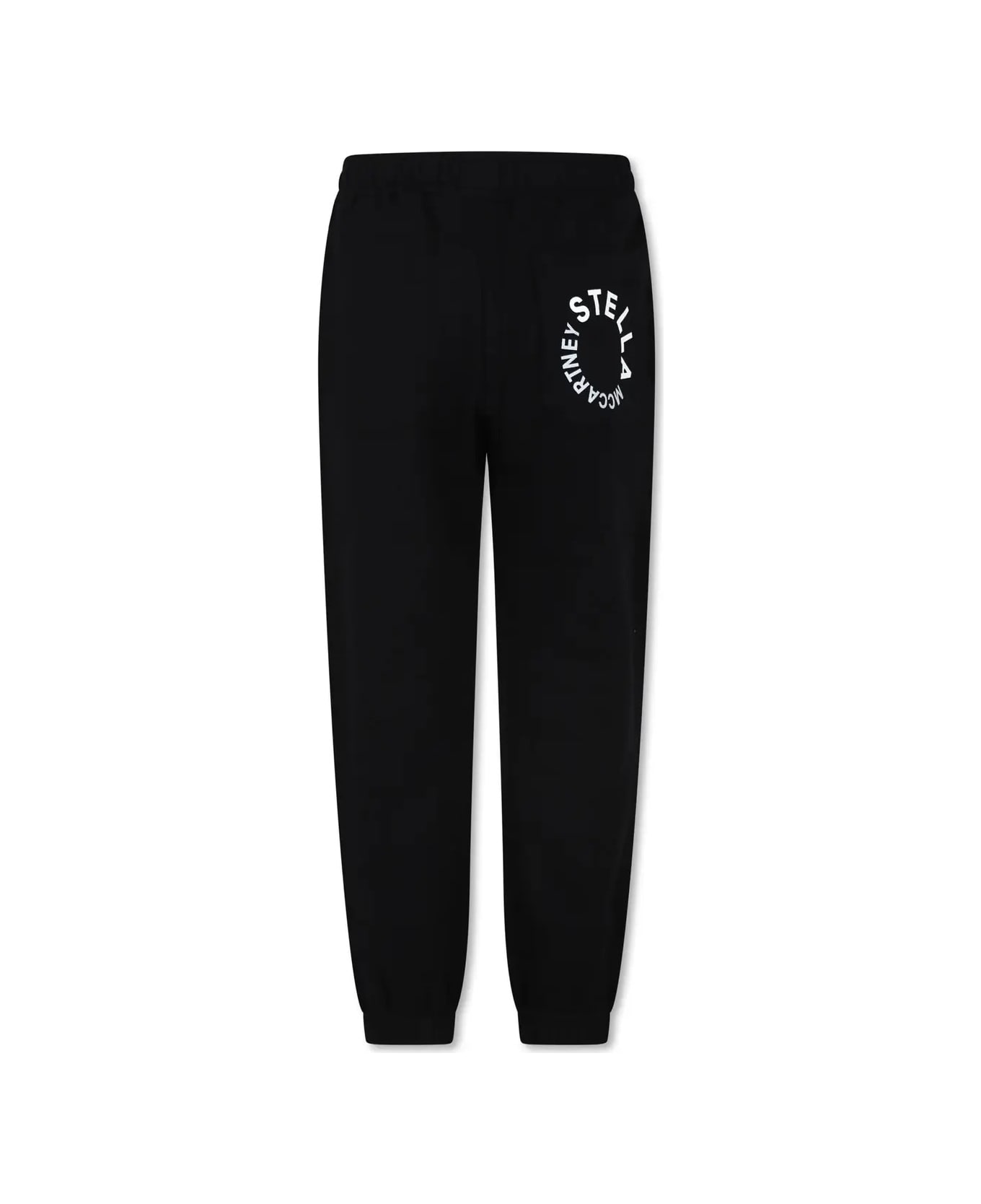 Stella McCartney Kids Black Joggers With White Graphic Logo - Black