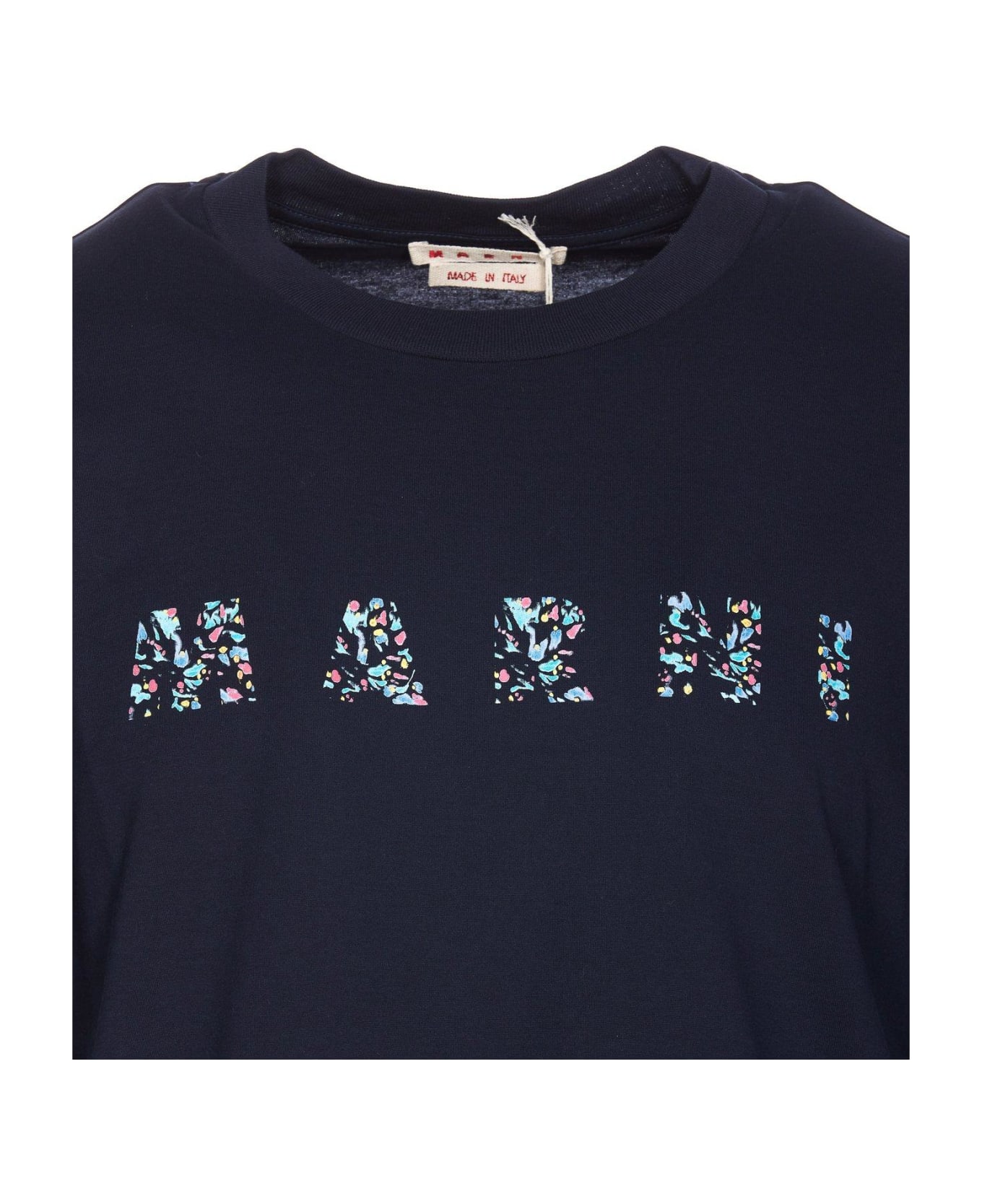 Marni Logo Printed Crewneck T-shirt - Blu シャツ