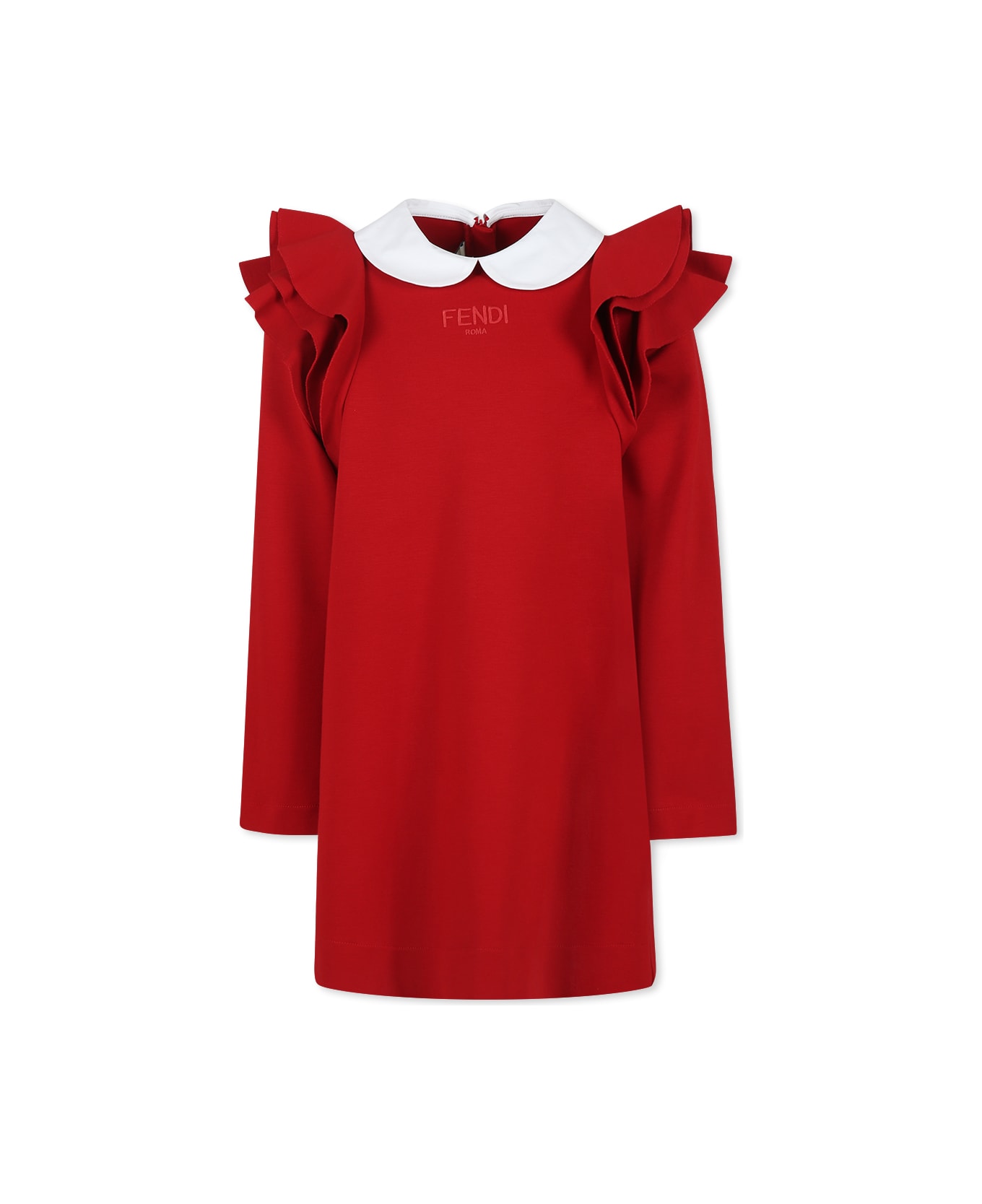 Fendi Red Dress For Girl With Logo - Red