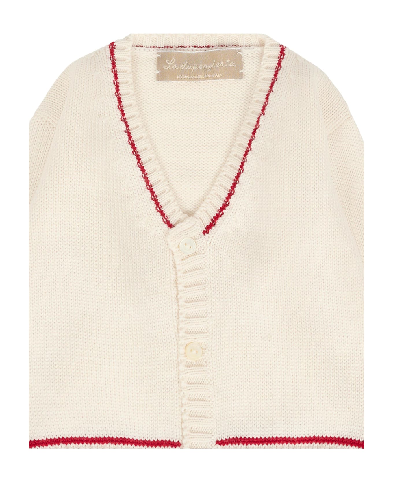 La stupenderia Ivory Vory Cardigan For Baby Boy - Ivory