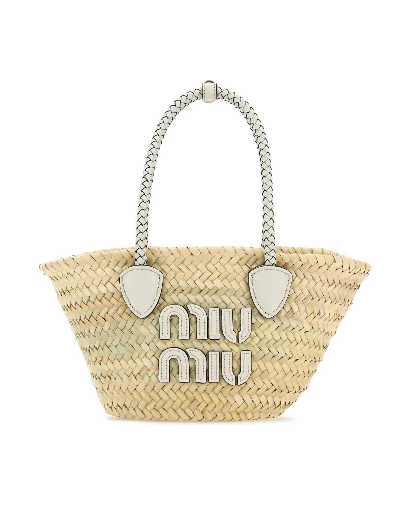 Miu Miu Palm Shopping Bag - NATURALEBIANCO