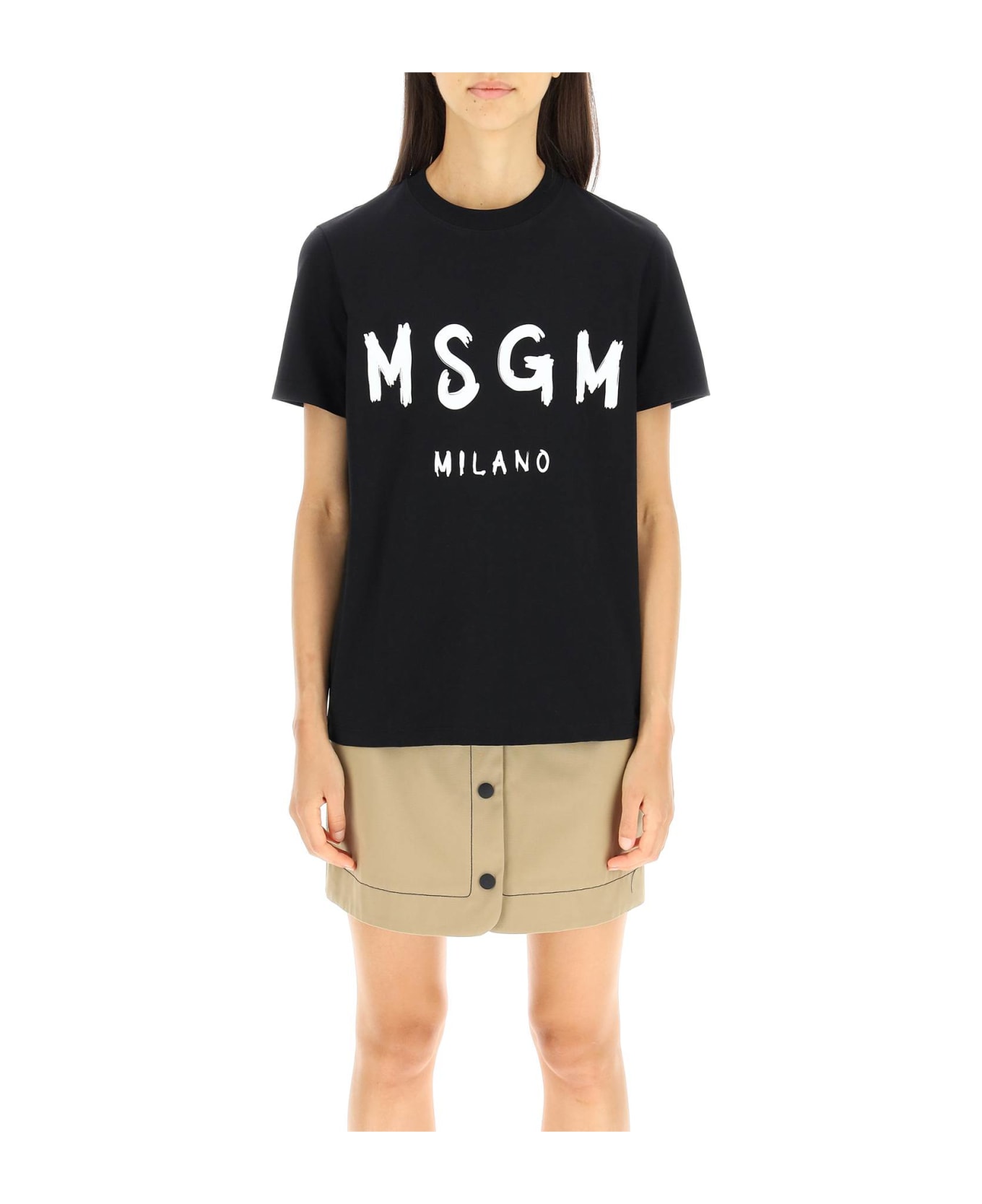 MSGM T-shirt With Brushed Logo - Black