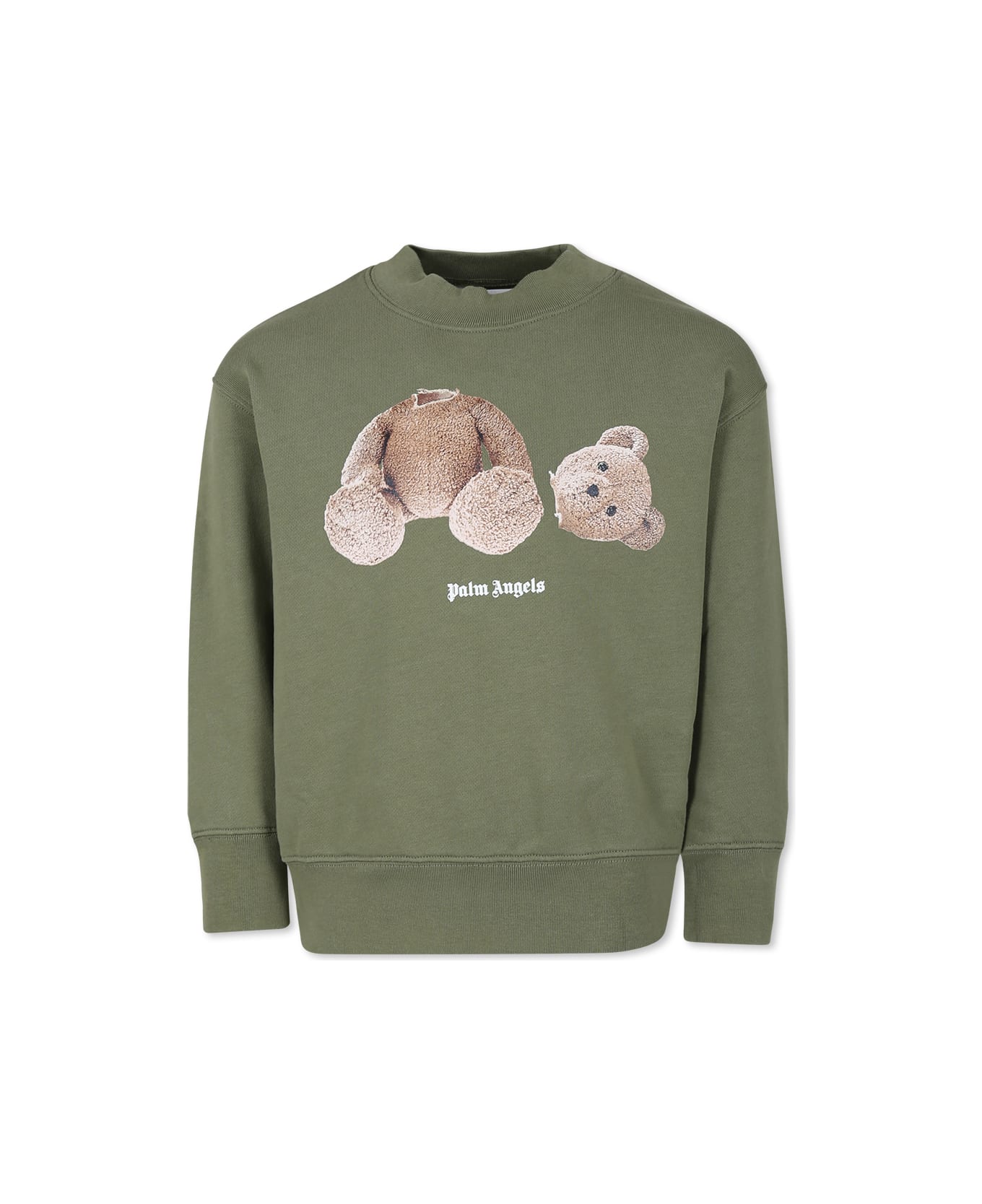 Palm Angels Green Sweatshirt For Boy With Bear - Green ニットウェア＆スウェットシャツ