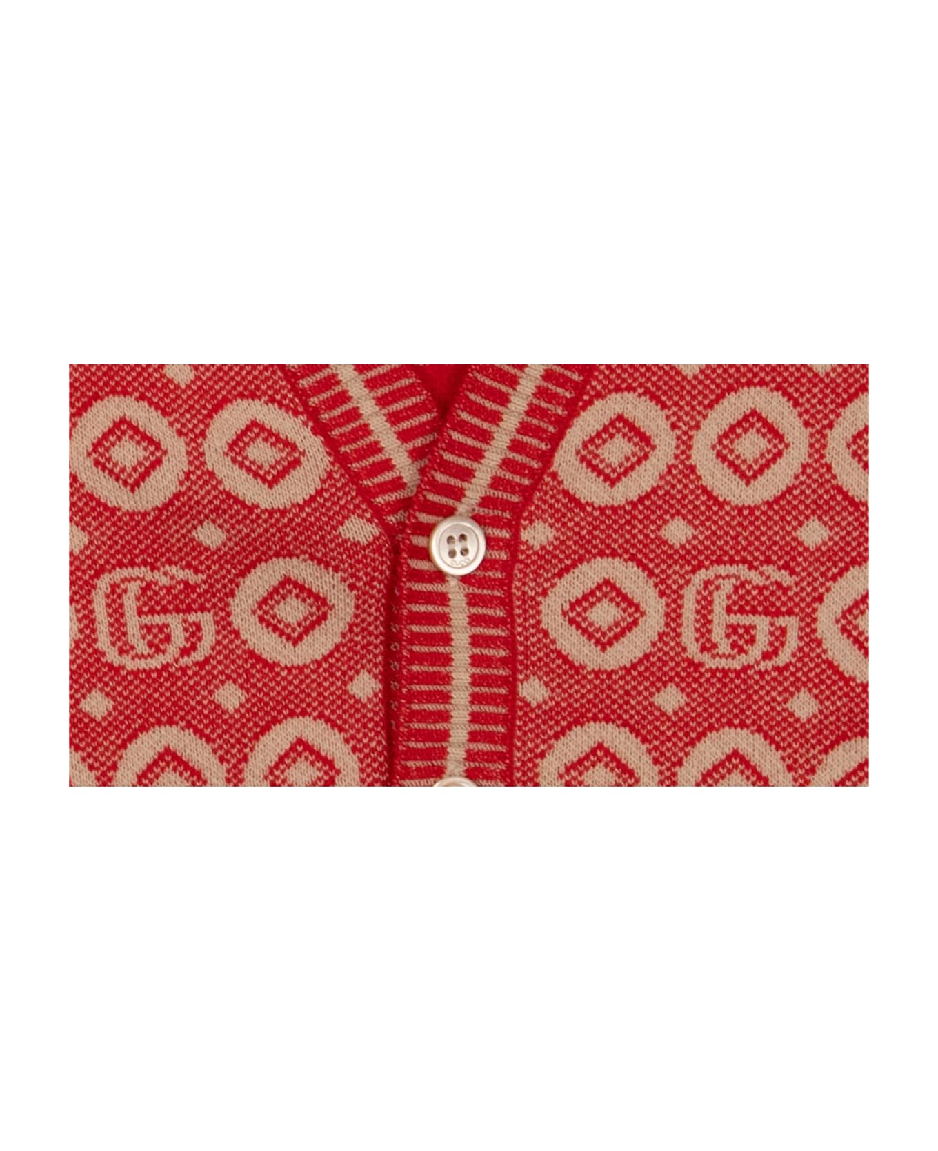 Gucci Kids Cardigan With Logo - Rosso