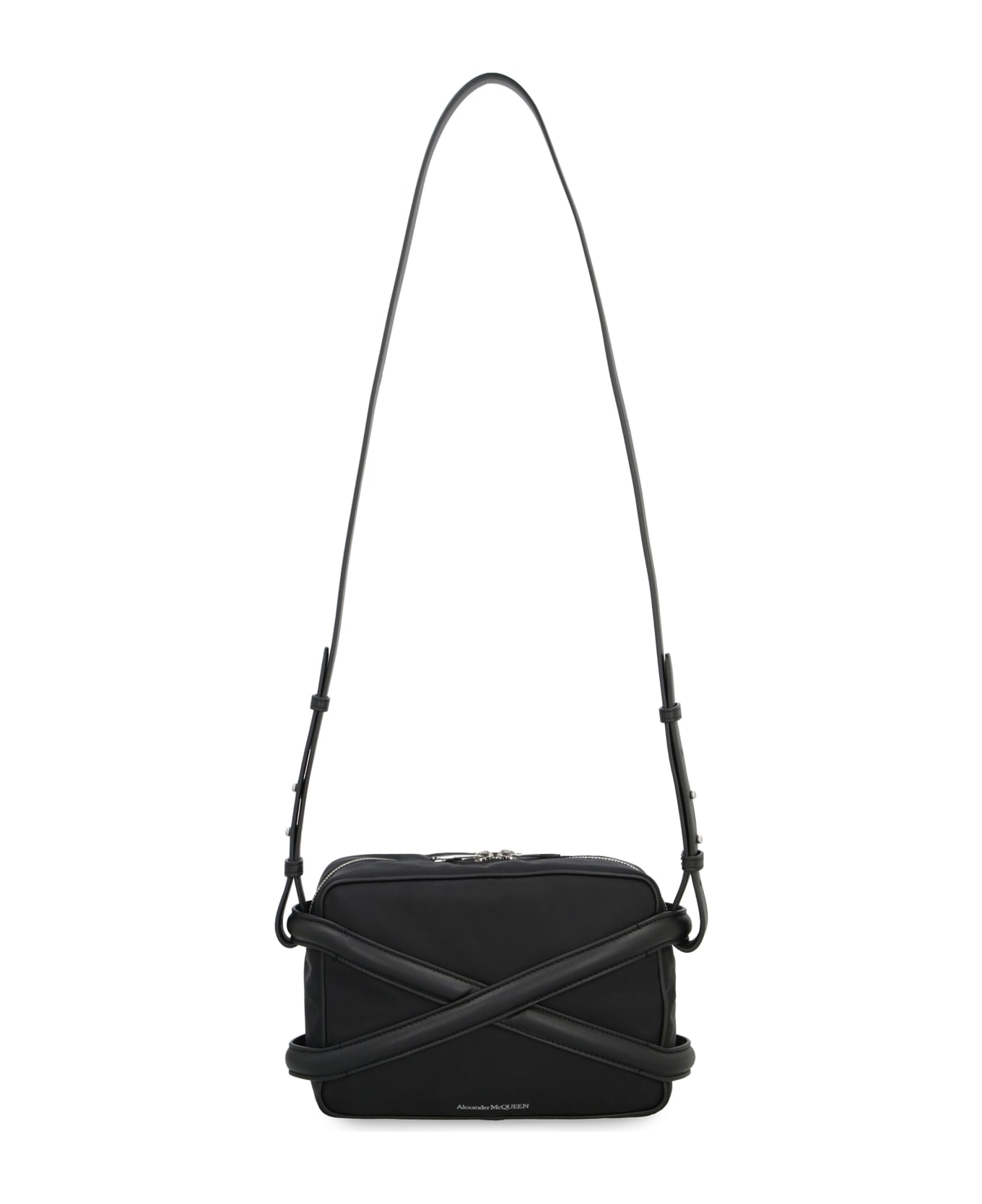 Alexander McQueen Harness Leather And Nylon Messenger Bag - black