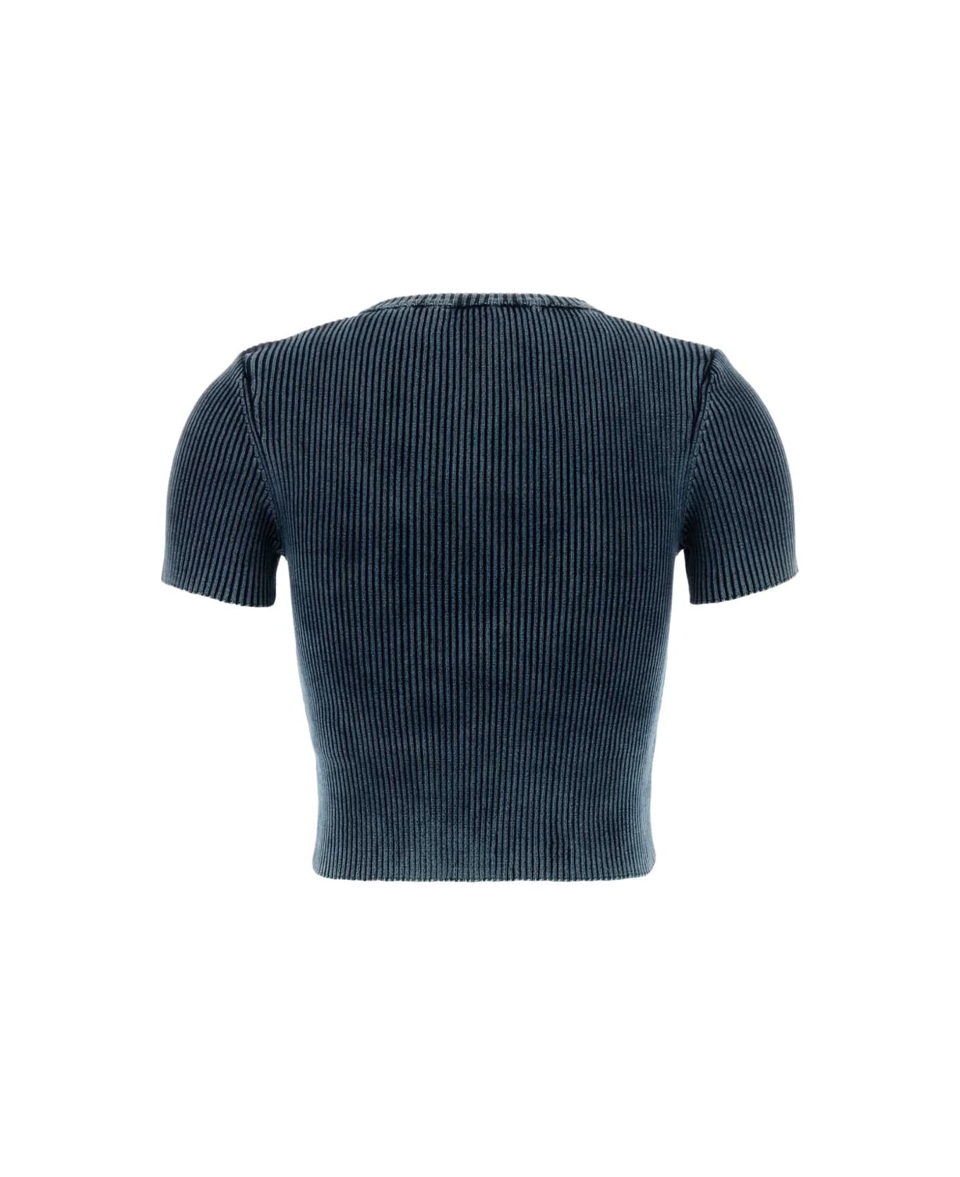 Diesel Logo Cotton T-shirt - Clear Blue