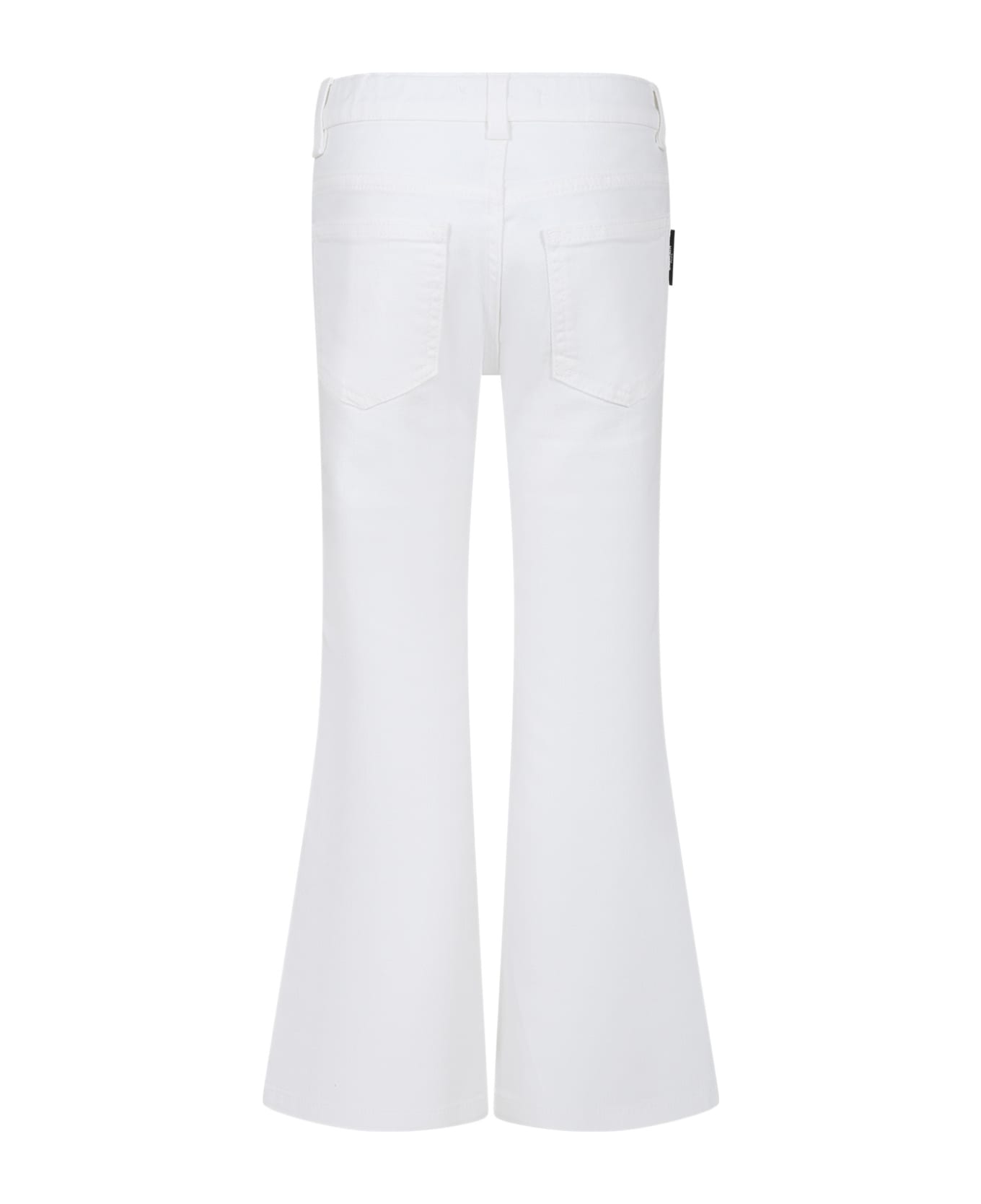 Balmain White Jeans For Girl With Gold Buttons - White ボトムス