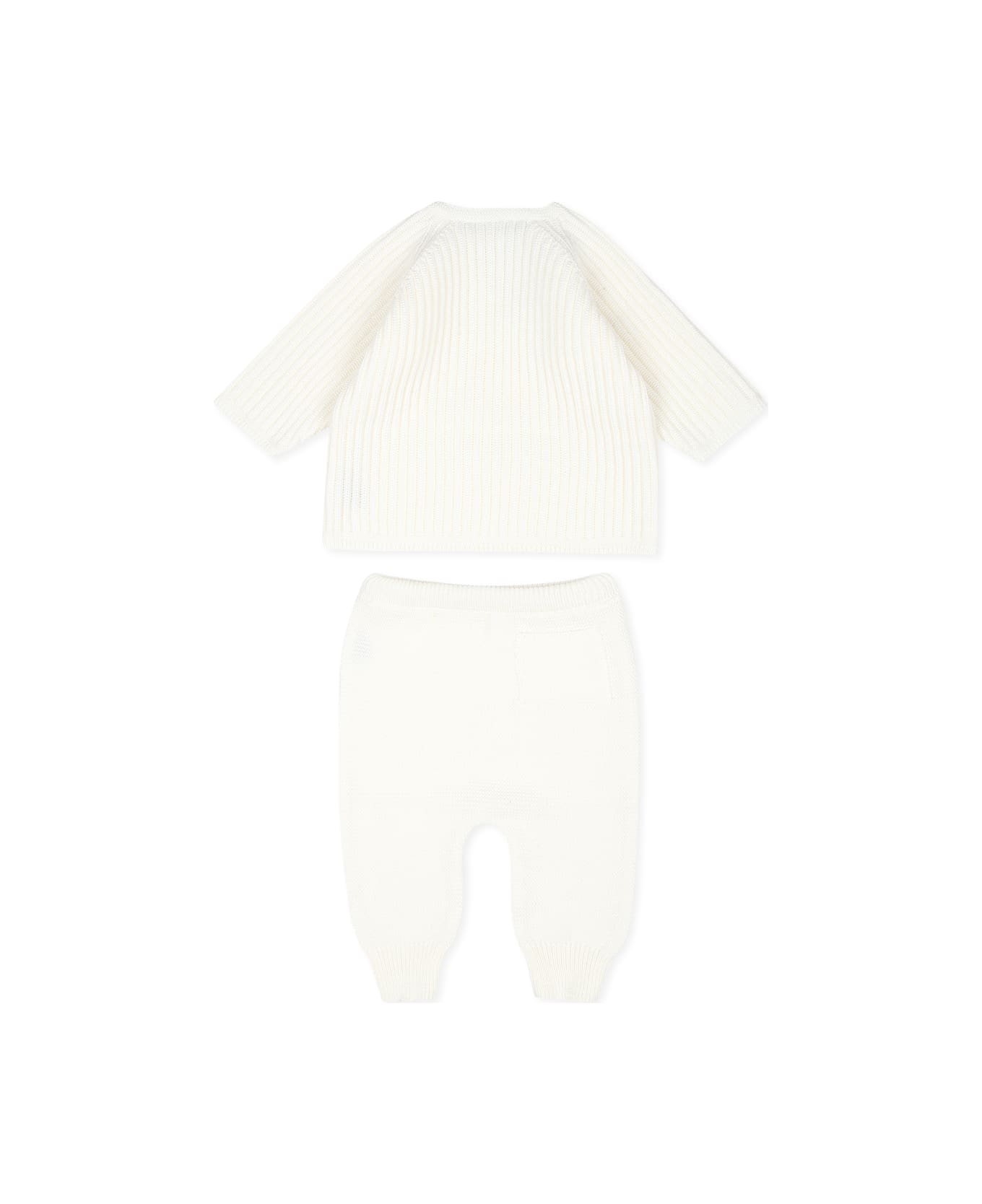 Little Bear Ivoiry Knit Suit For Baby - White