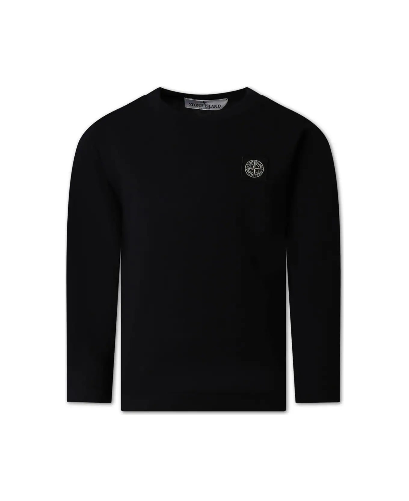 Stone Island Black T-shirt With Logo Patch - Black