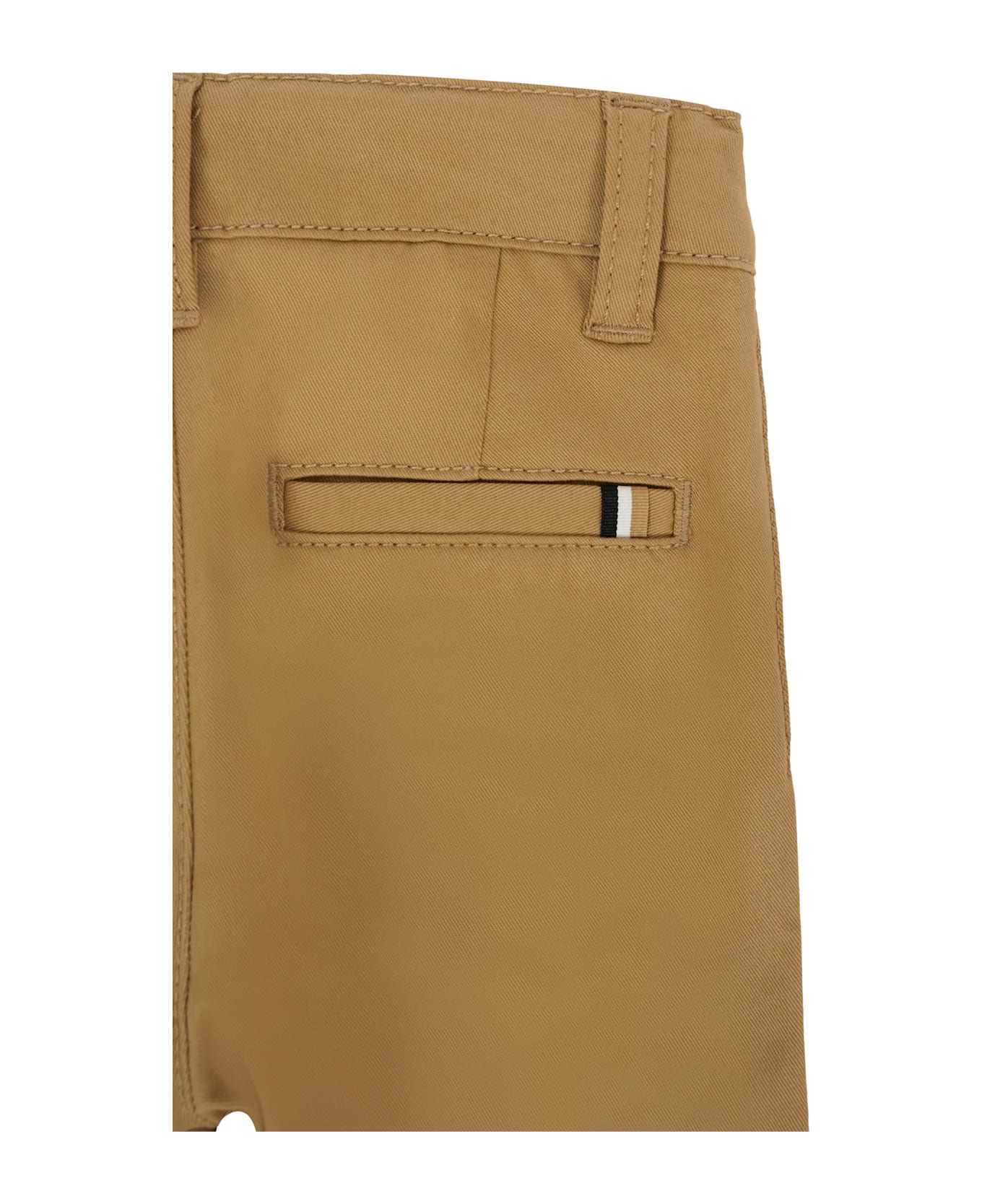 Hugo Boss Beige Trousers For Baby Boy With Logo Patch - Beige