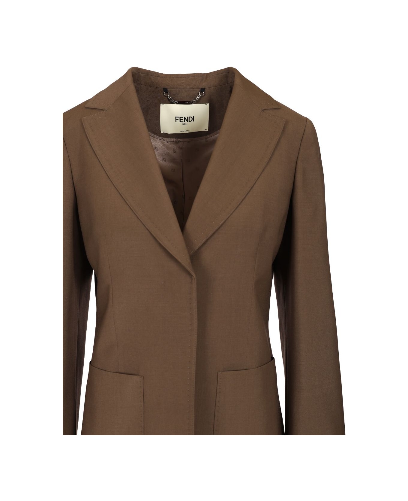 Fendi Giacca Wool Mohair Tailor - Brown