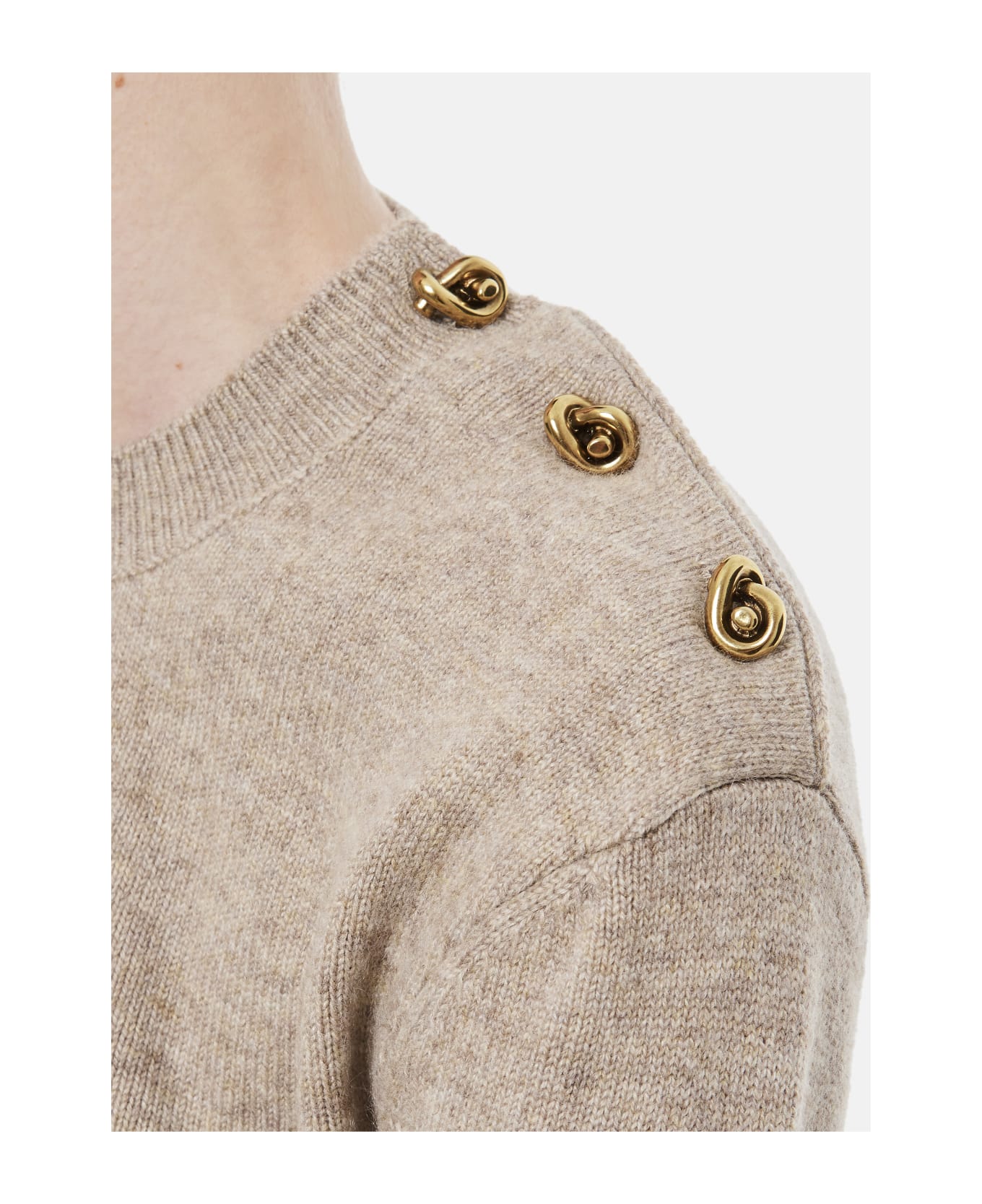 Bottega Veneta Classic Cashmere Sweater With Knot Buttons - Beige