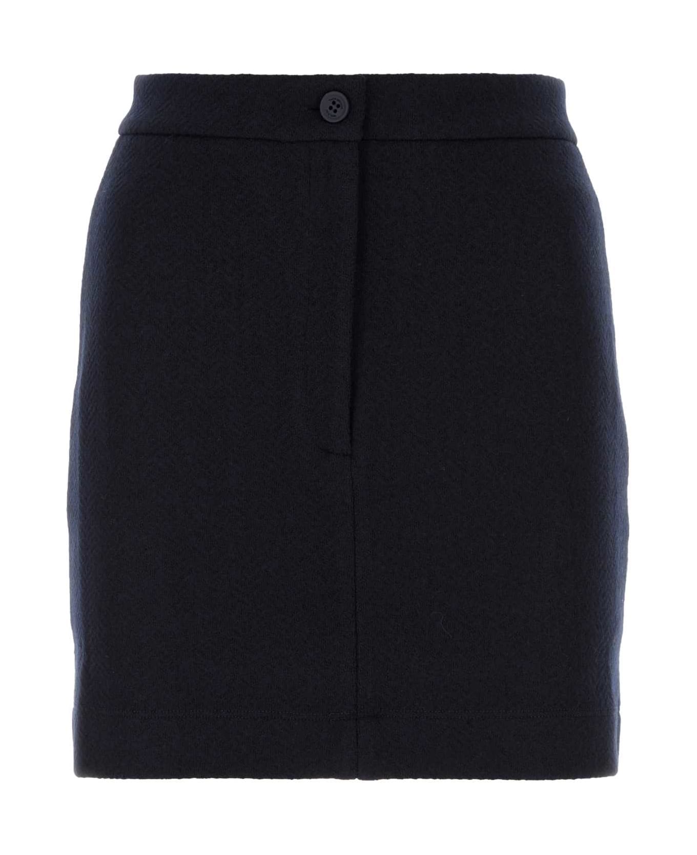 Thom Browne Navy Blue Cotton Blend Mini Skirt - NAVY