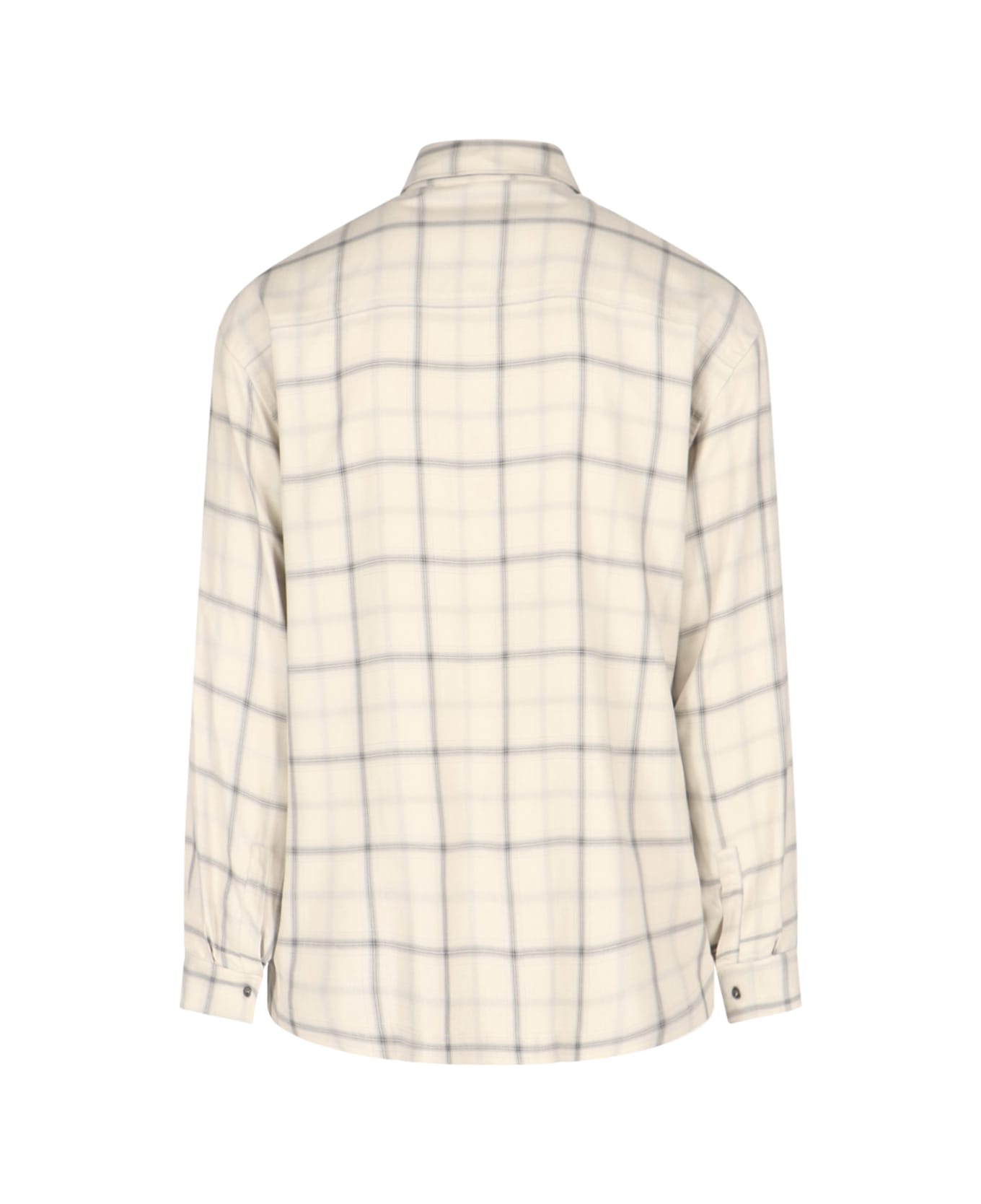 Palm Angels Logo Embroidered Checked Long-sleeved Shirt - Beige シャツ