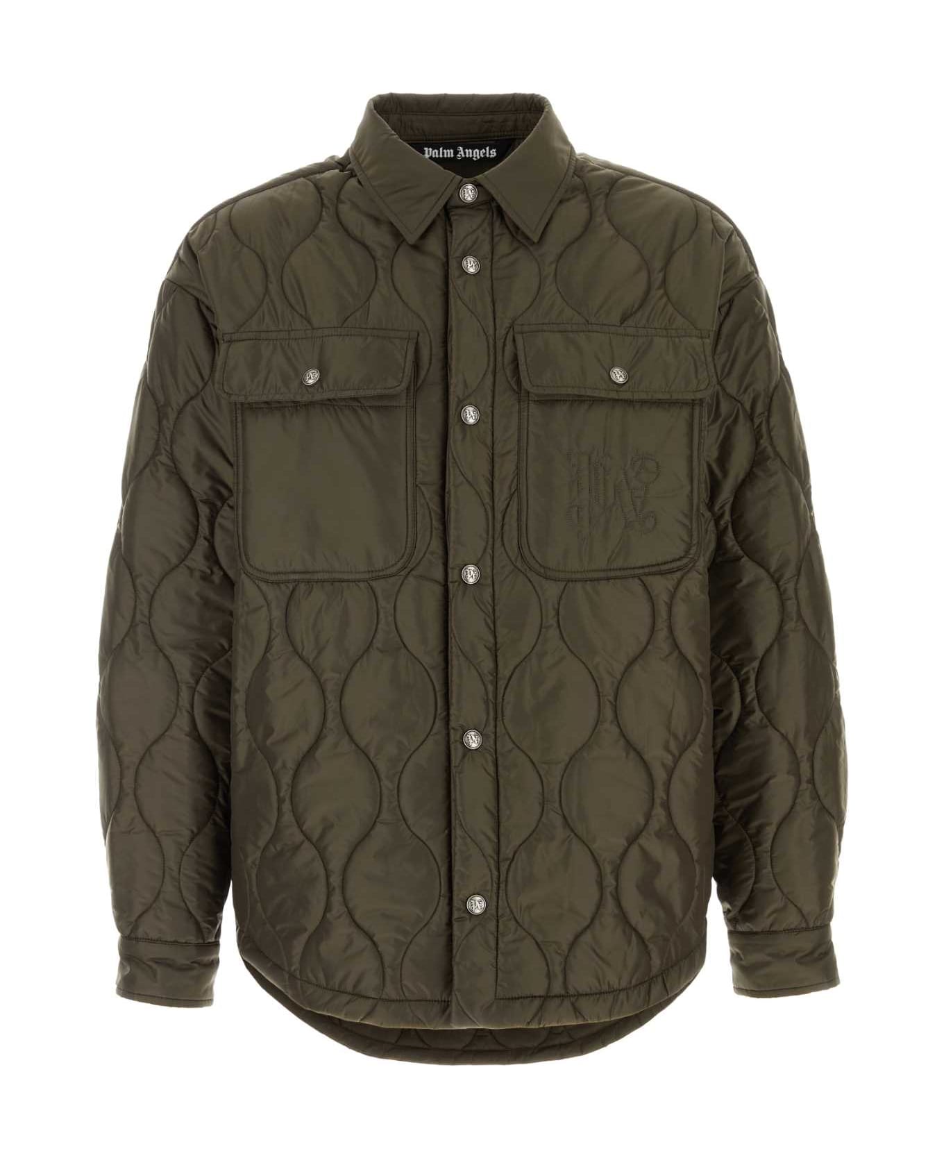 Palm Angels Army Green Polyester Padded Jacket - MILITARY MILITARY