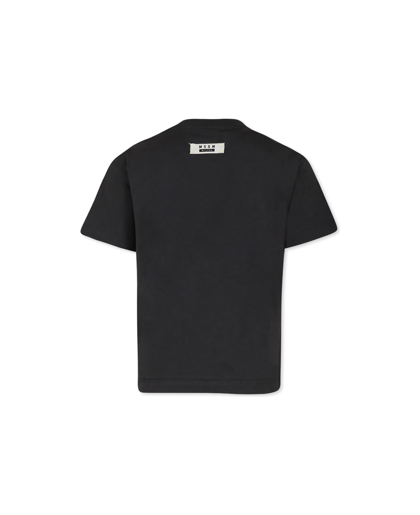 MSGM Black T-shirt For Kids With Logo - Piombo