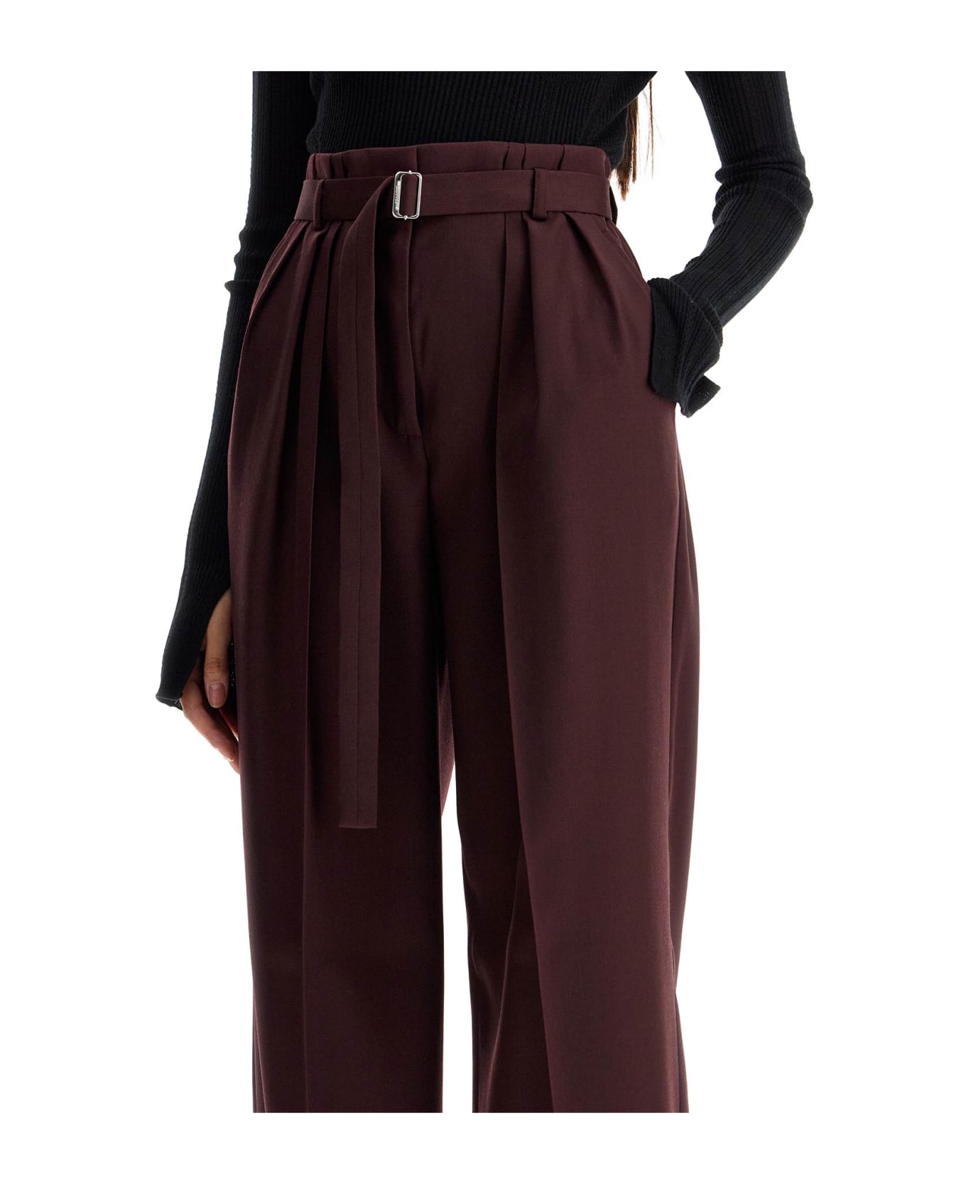 Lanvin Wide-leg Pants With Belt - BORDEAUX (Red)