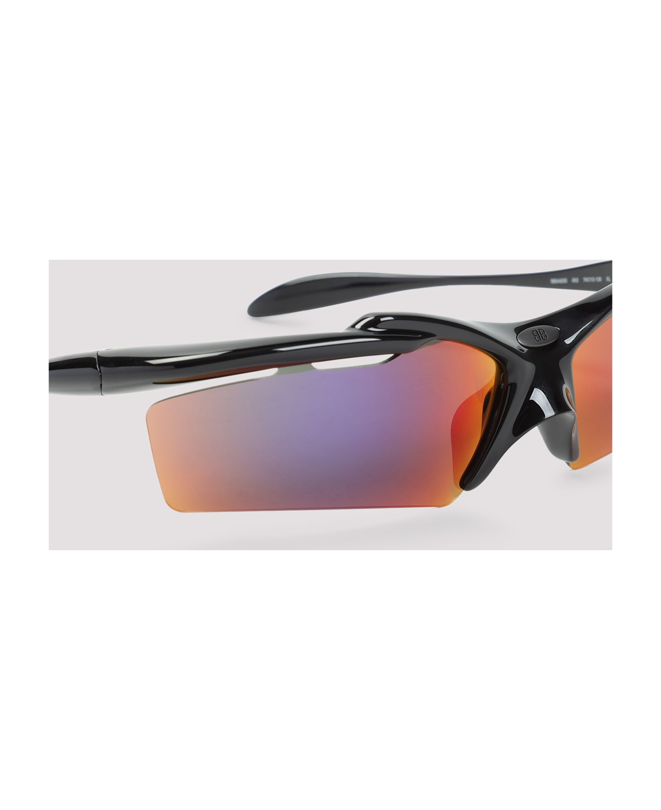 Balenciaga Black Acetate Turbo Rectangle Sunglasses - BLACK/ MIRR INFRARED