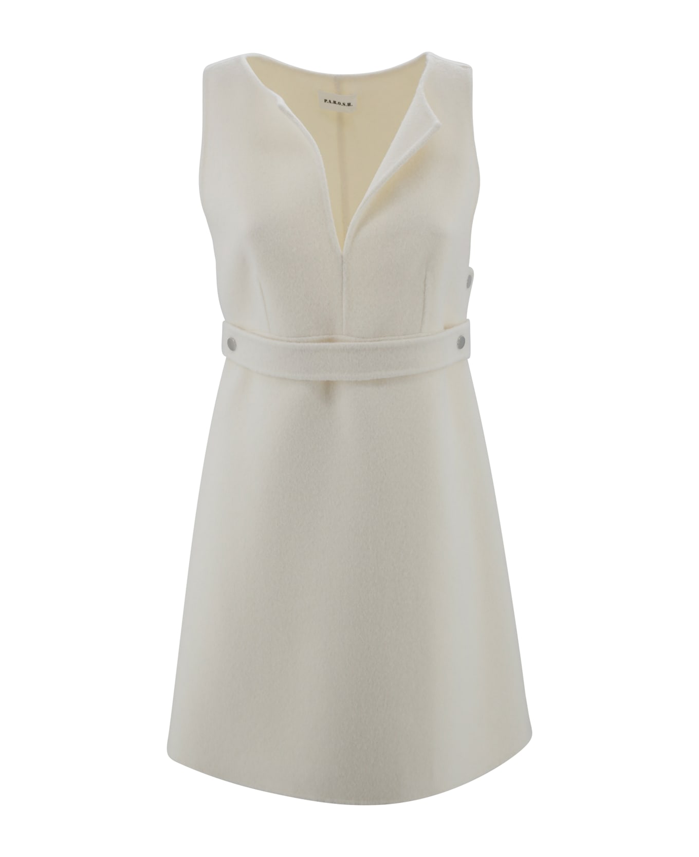 Parosh Short Dress With Belt - Cream