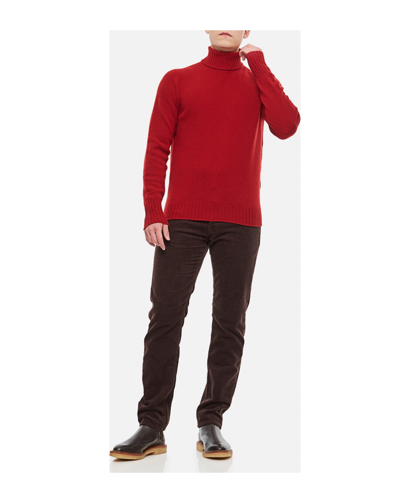 Drumohr High Neck Wool Sweater - Red ニットウェア