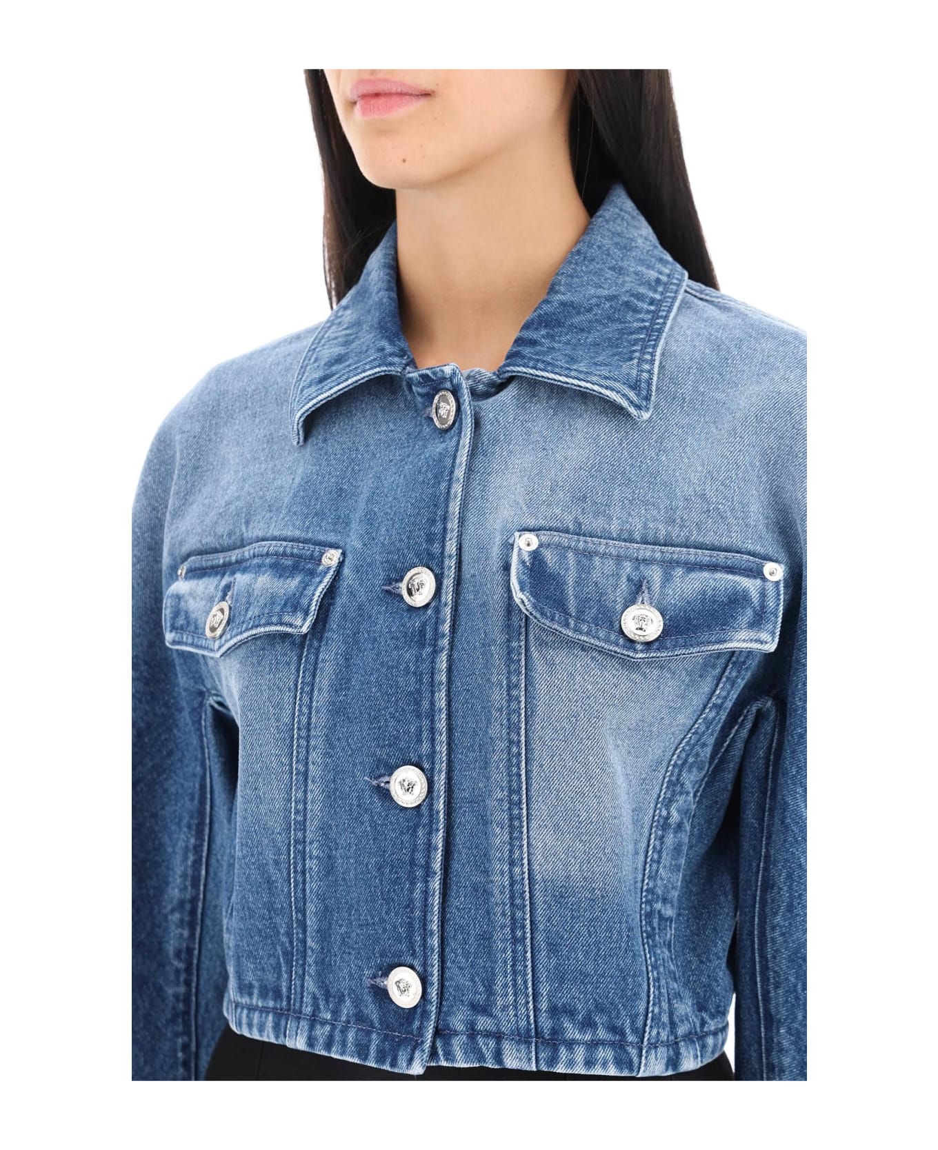 Versace Cropped Denim Jacket - Medium Blue ジャケット