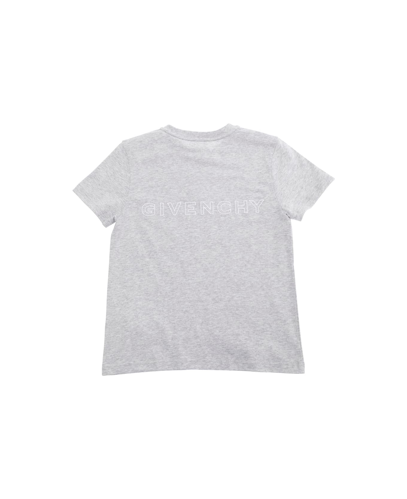 Givenchy Grey Crewneck T-shirt With 4g Logo On The Front And Logo Lettering On The Rear In Cotton Boy - Grey