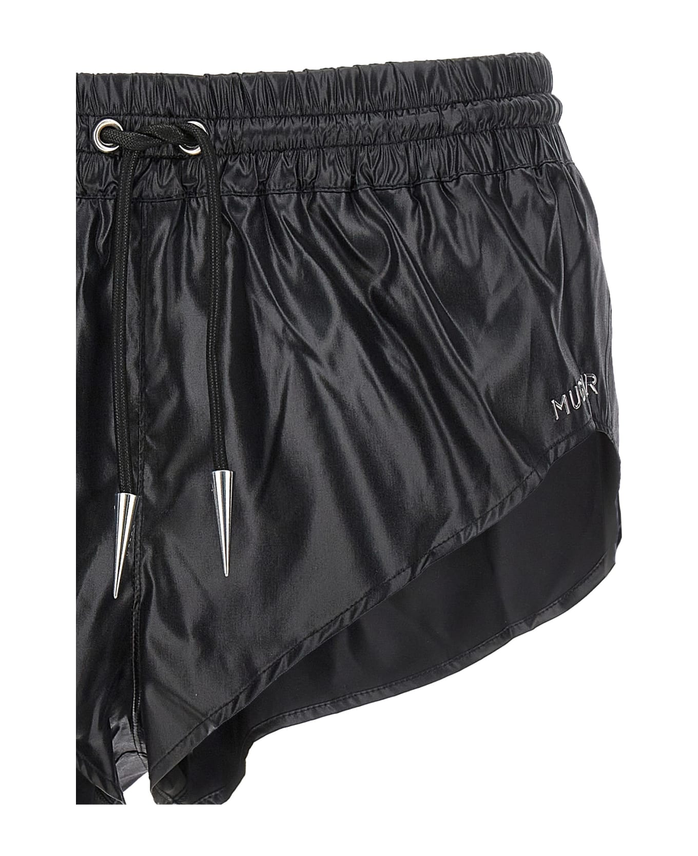 Mugler Shiny Effect Fabric Swimsuit Shorts - Black  