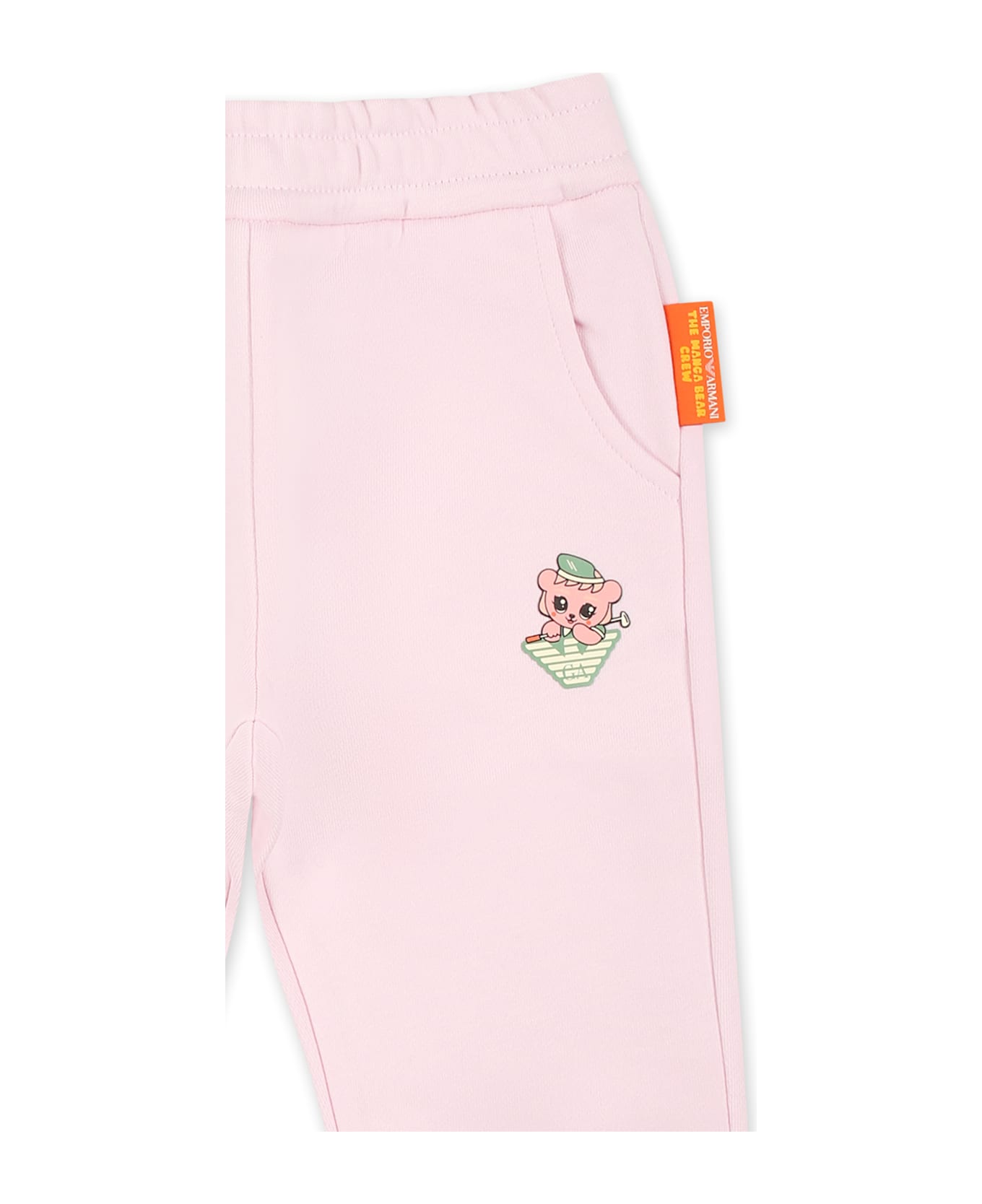 Emporio Armani Pink Trousers For Baby Girl With Manga Bear - Pink