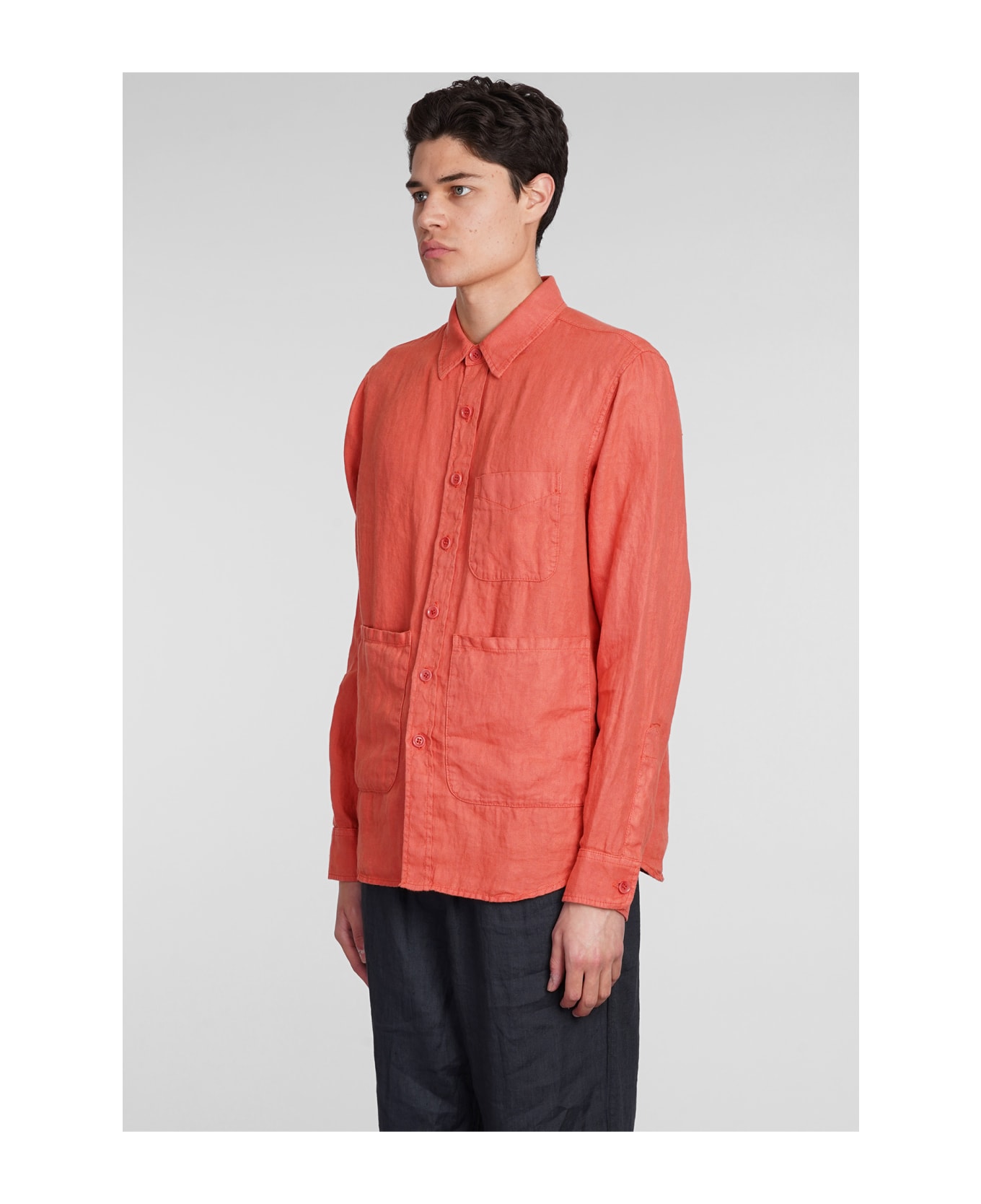 Aspesi Camicia Ut Shirt In Orange Chanvre - orange