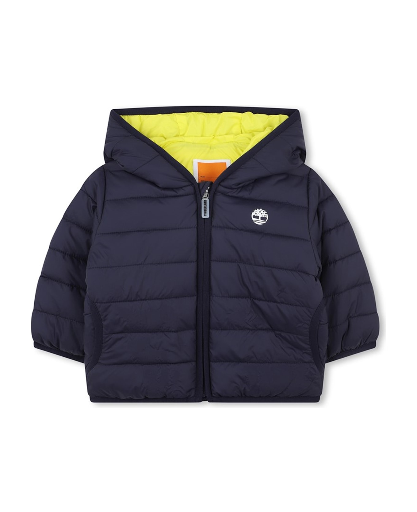 Timberland Blue Down Jacket For Baby Boy Wih Logo - Blue