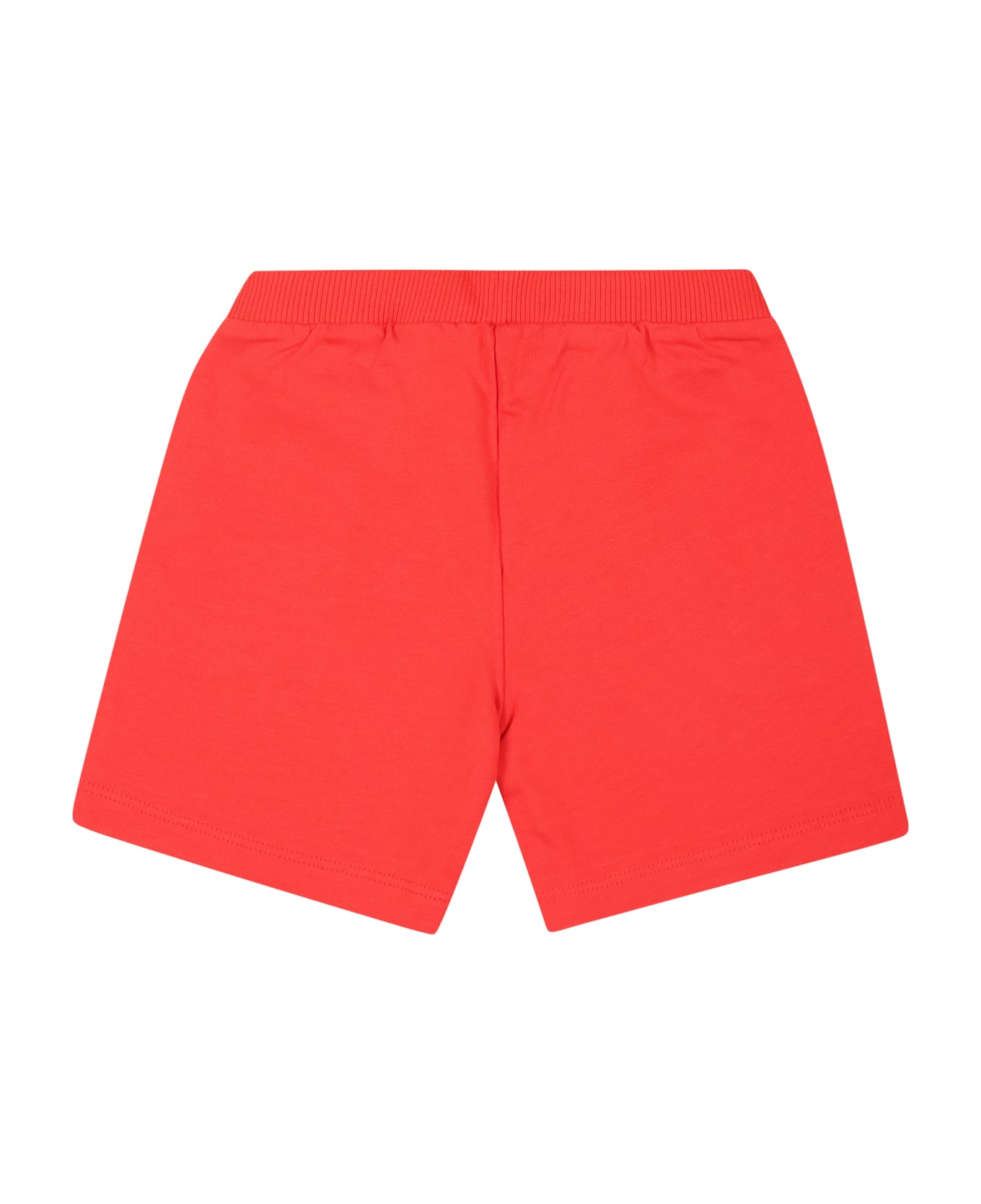 Moschino Red Shorts For Baby Boy With Teddy Bears And Logo - Red